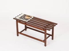 Reguitti Midcentury Solid Teak Wood and Brass Bench, Italy, 1960s