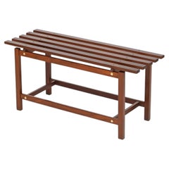 Reguitti Midcentury Solid Teak Wood and Brass Bench, Italy, 1960s
