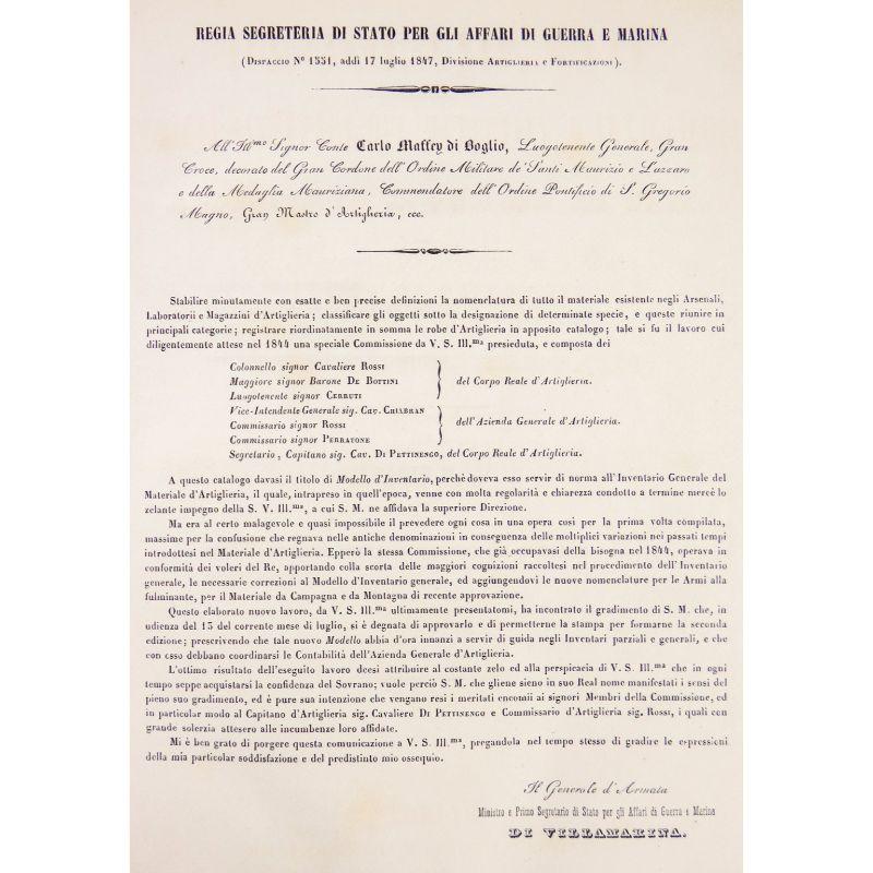 Anordnungen für Artillery-Inventories, Turin 1848 im Angebot 7