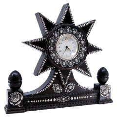 Regulator clock in rosewood with silver applications