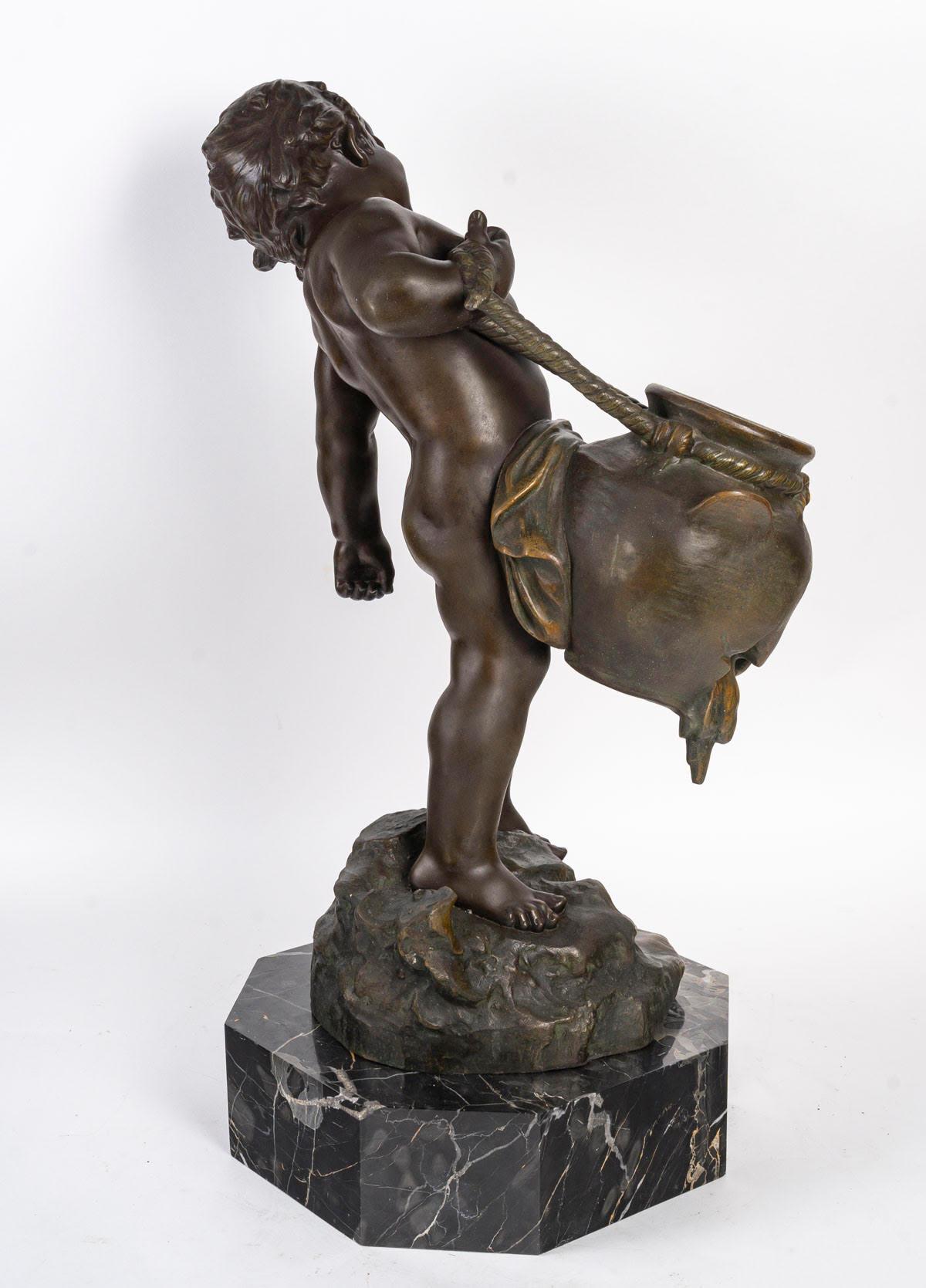 Regule Sculpture by Auguste Moreau, Marble Base, Early 20th Century. For Sale 1