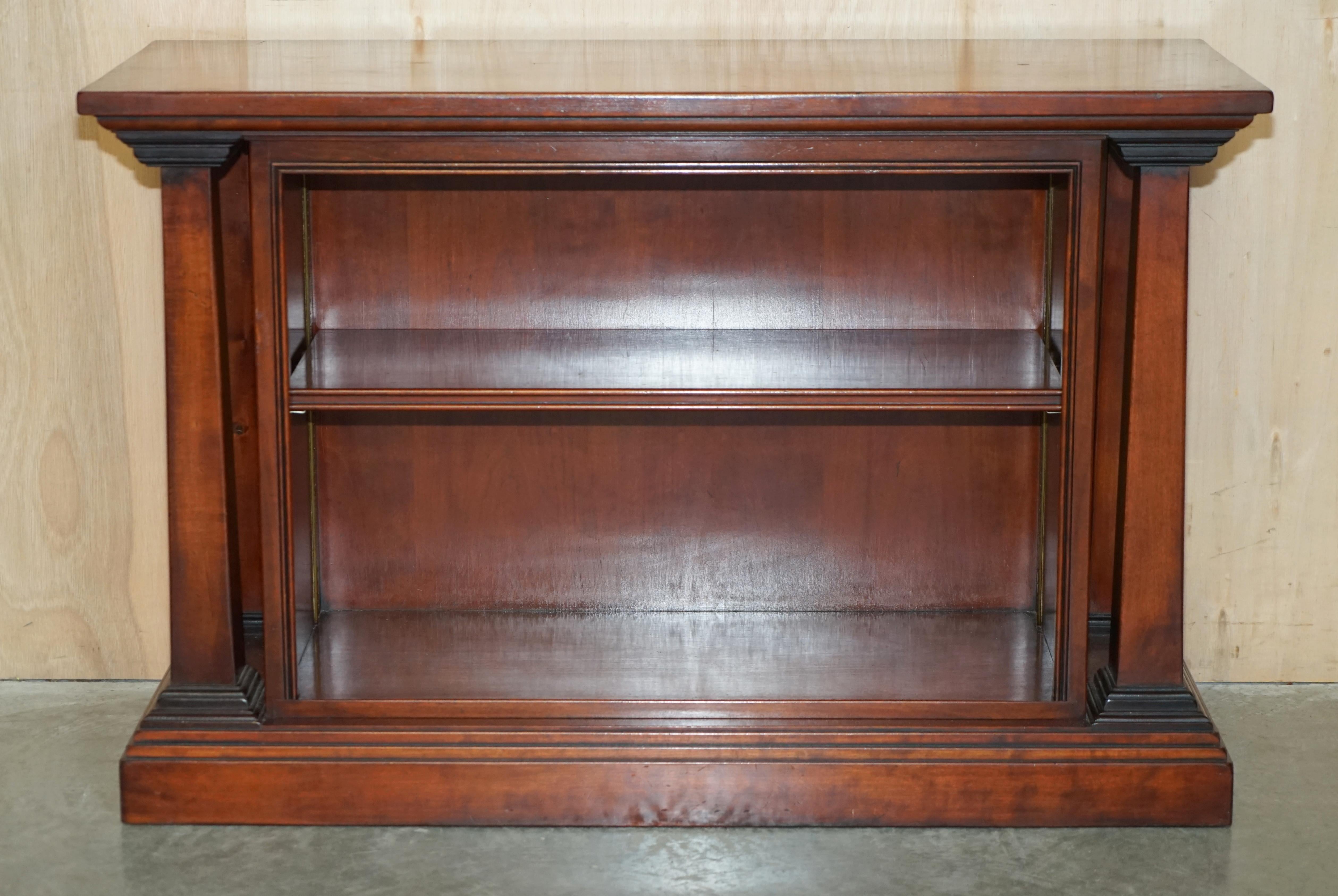 English Reh Kennedy Harrods London Solid Hardwood Open Pillared Dwarf Library Bookcase For Sale