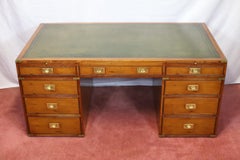 R.E.H Kennedy Stunning Large English Oak Military Campaign Style Pedestal Desk