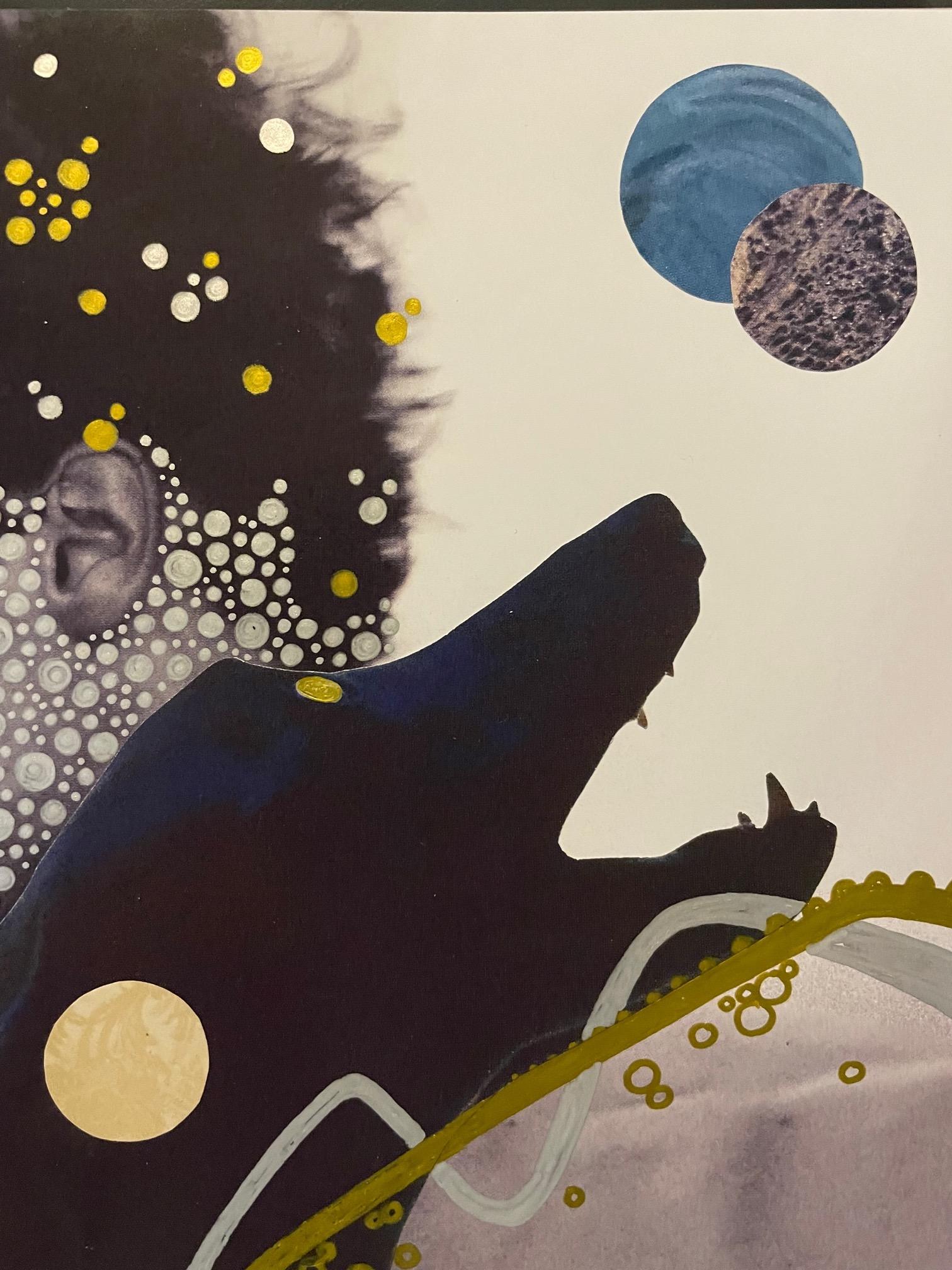 Rei Egusquiza utiliza el collage y el dibujo para manipular la composición. Líneas, motivos, orbes y máscaras oscurecen rostros y cuerpos para desvelar nuevos temas, emociones e intenciones en los sujetos. Cada obra de nueva síntesis intenta