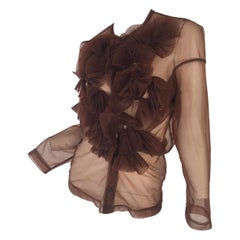 Rei Kawakubo 1990s sheer nylon brown top