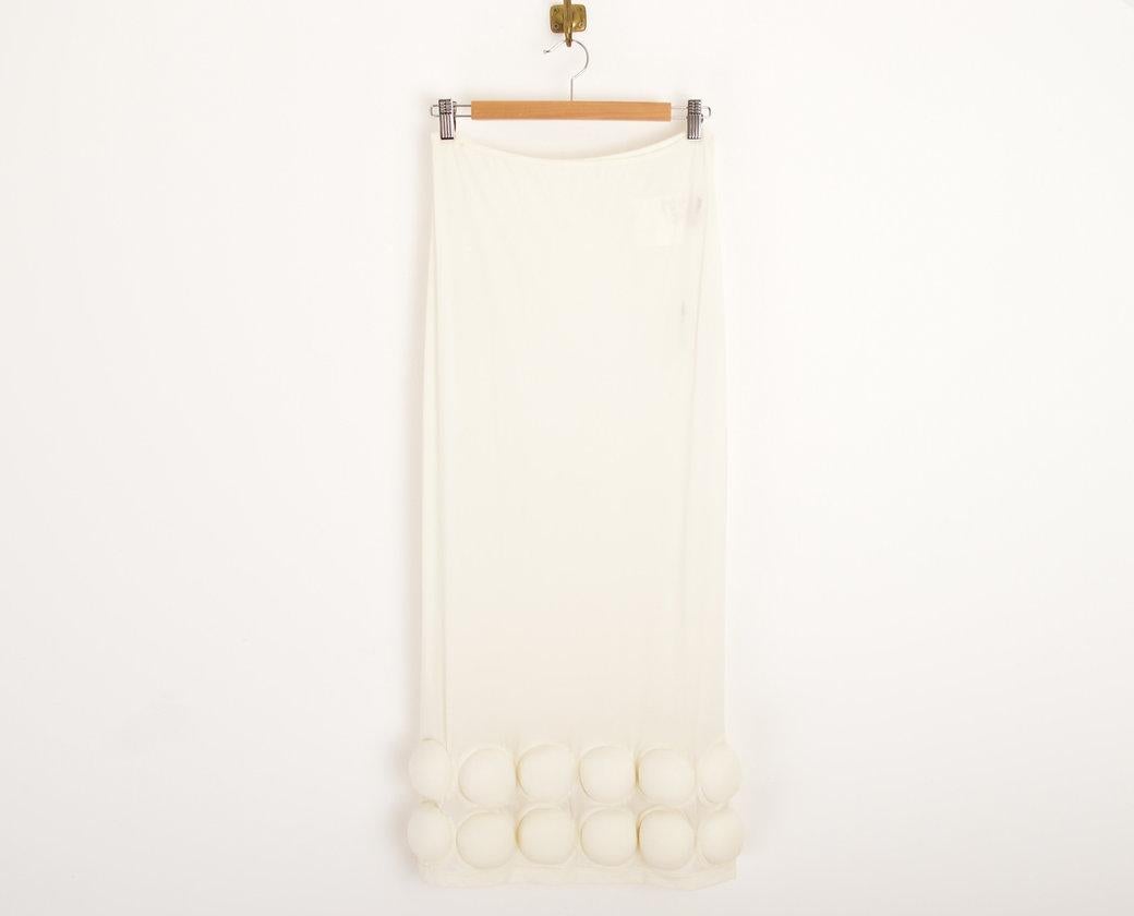 White Rei Kawakubo Comme Des Garçons 2007 Avant Guard Cream Micro Mesh Tube Skirt For Sale