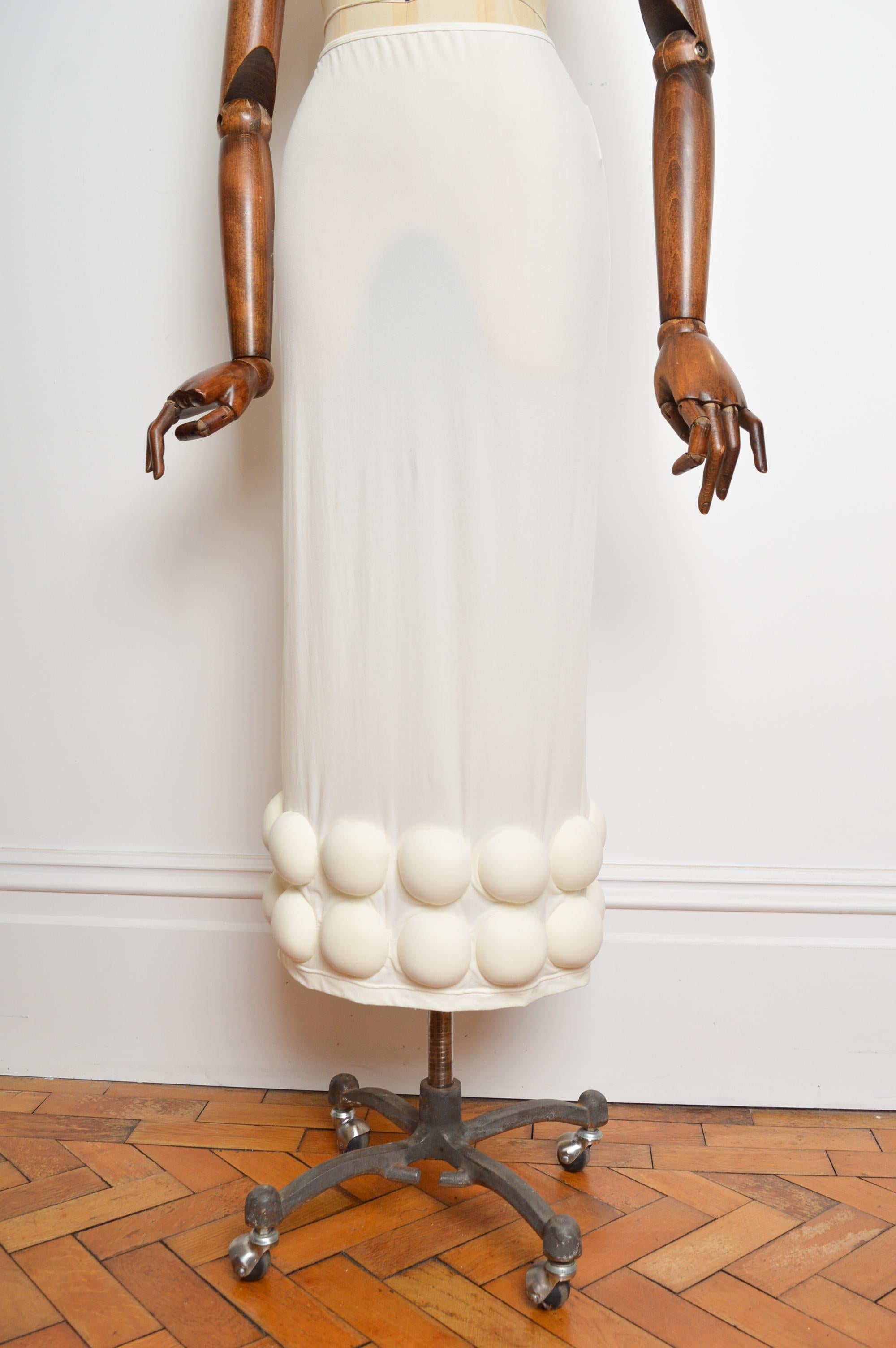 Beige Rei Kawakubo Comme Des Garçons 2007 Avant Guard Mesh Bubble Cream Tube Skirt For Sale