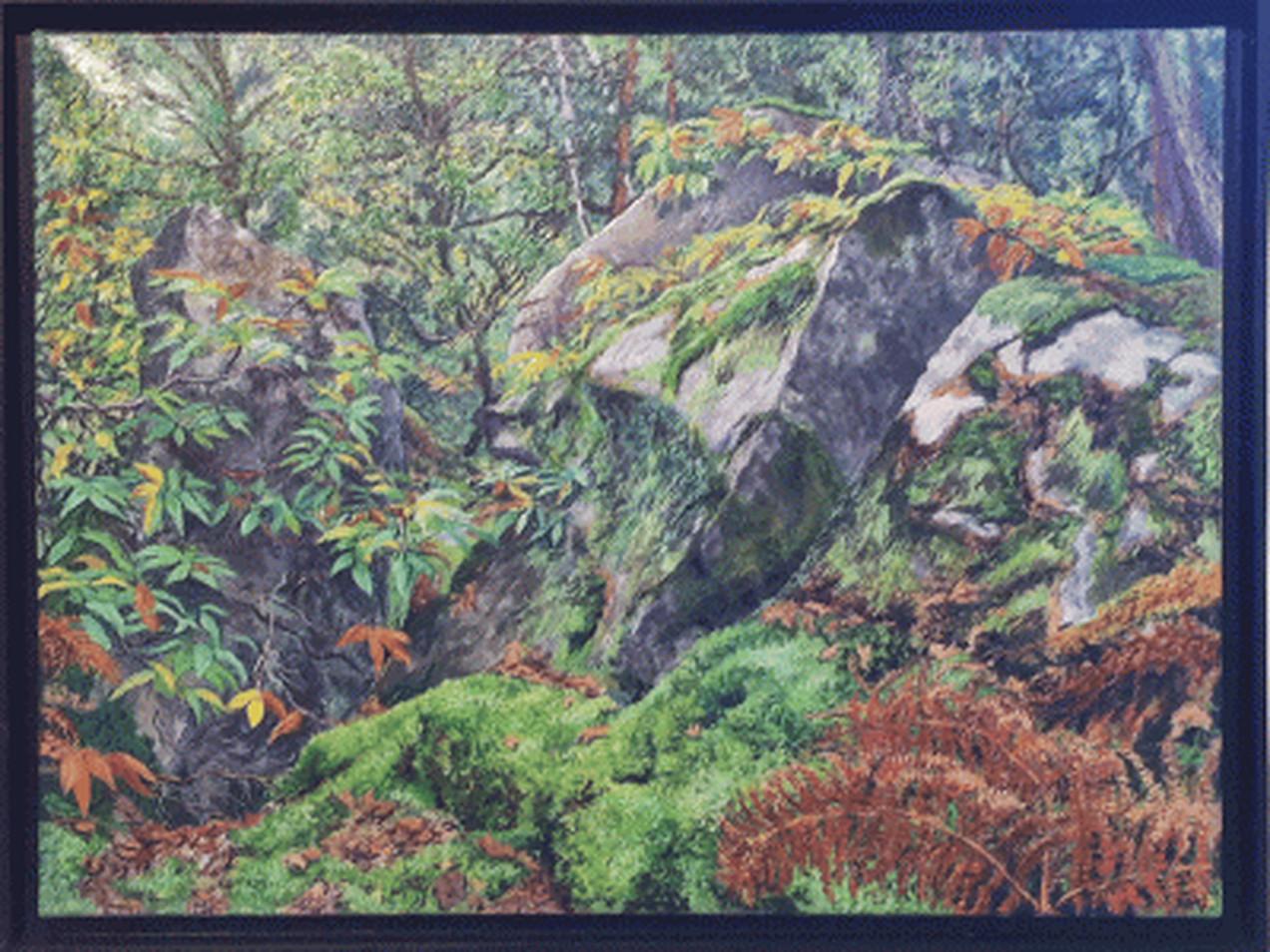 Reid MASSELINK Landscape Painting –  Kastanien, Fernen, Mossy Rocks, 2013 