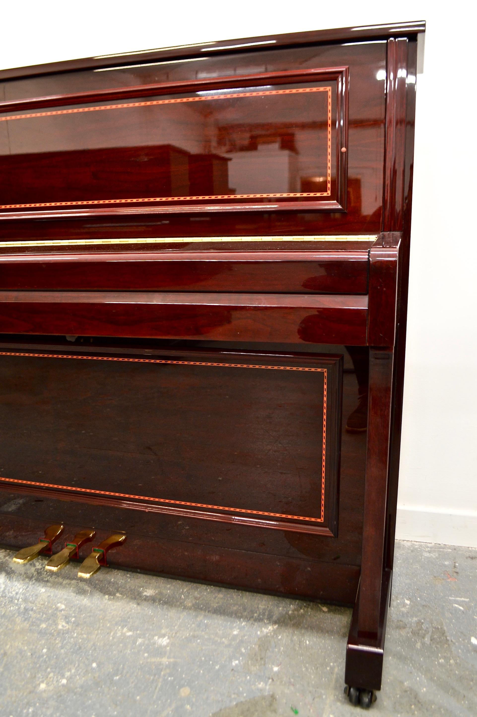 Reid Sohn by Samick 112 Upright Piano in Mahogany with Sheraton Inlay For Sale 2