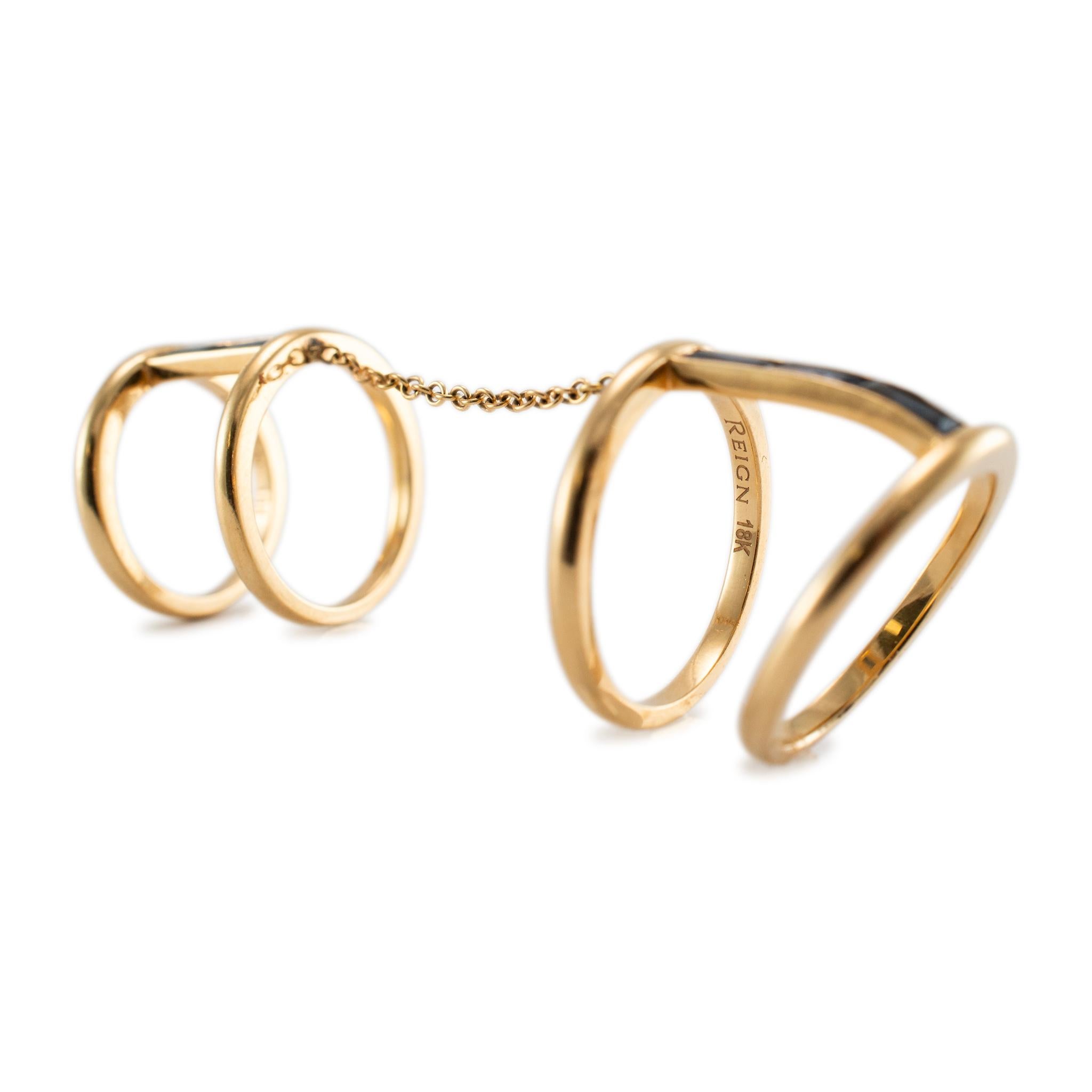 Women's Reign 18K Yellow Gold Baguette Sapphires Two Piece Cocktail Ring For Sale