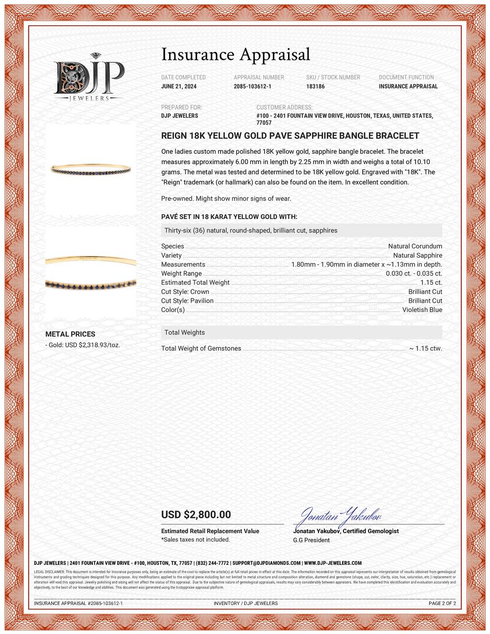 Reign Armreif aus 18 Karat Gelbgold mit Pavé-Saphir 1