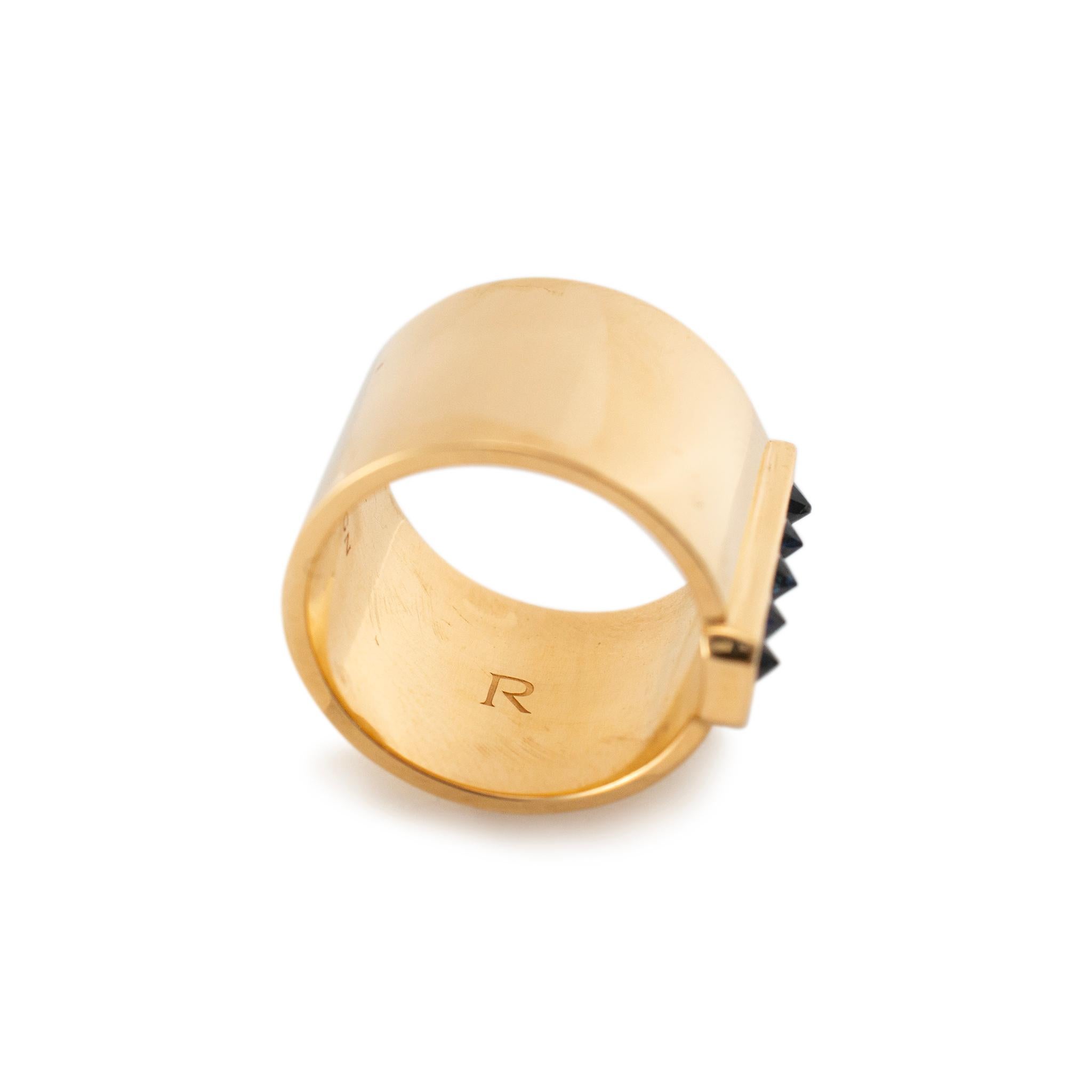 Reign 18K Yellow Gold Upside Down Sapphire Wide Band Ring 1