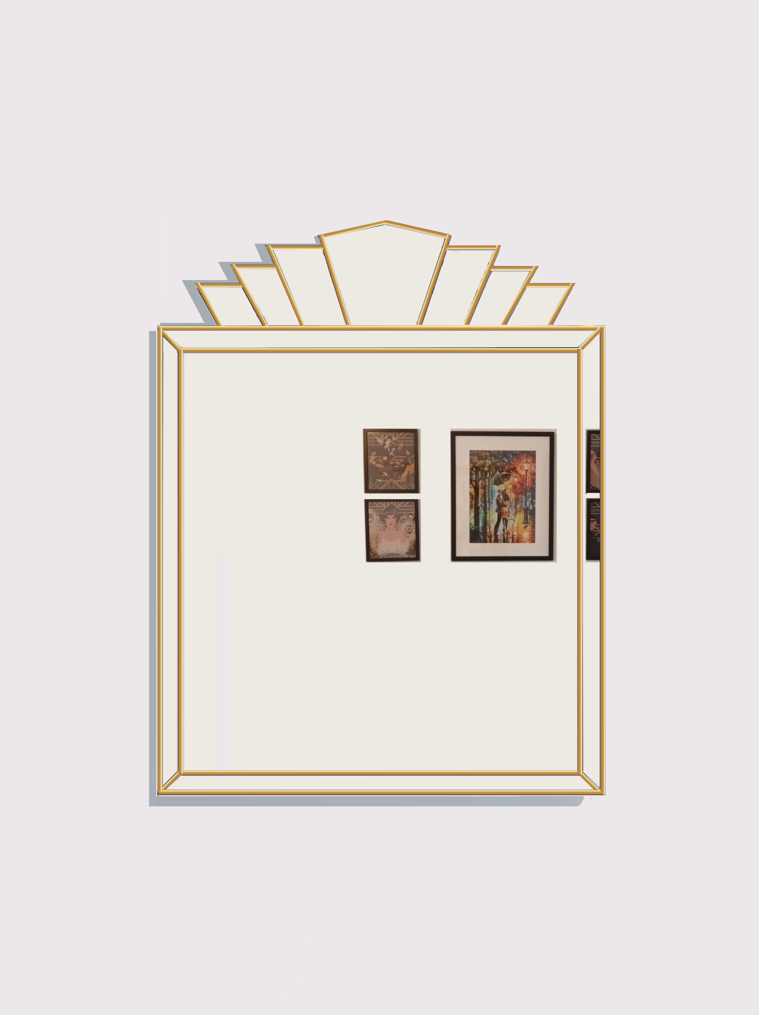 Art Déco Specchio Reign Art Deco fatto a mano - Ottone in vendita