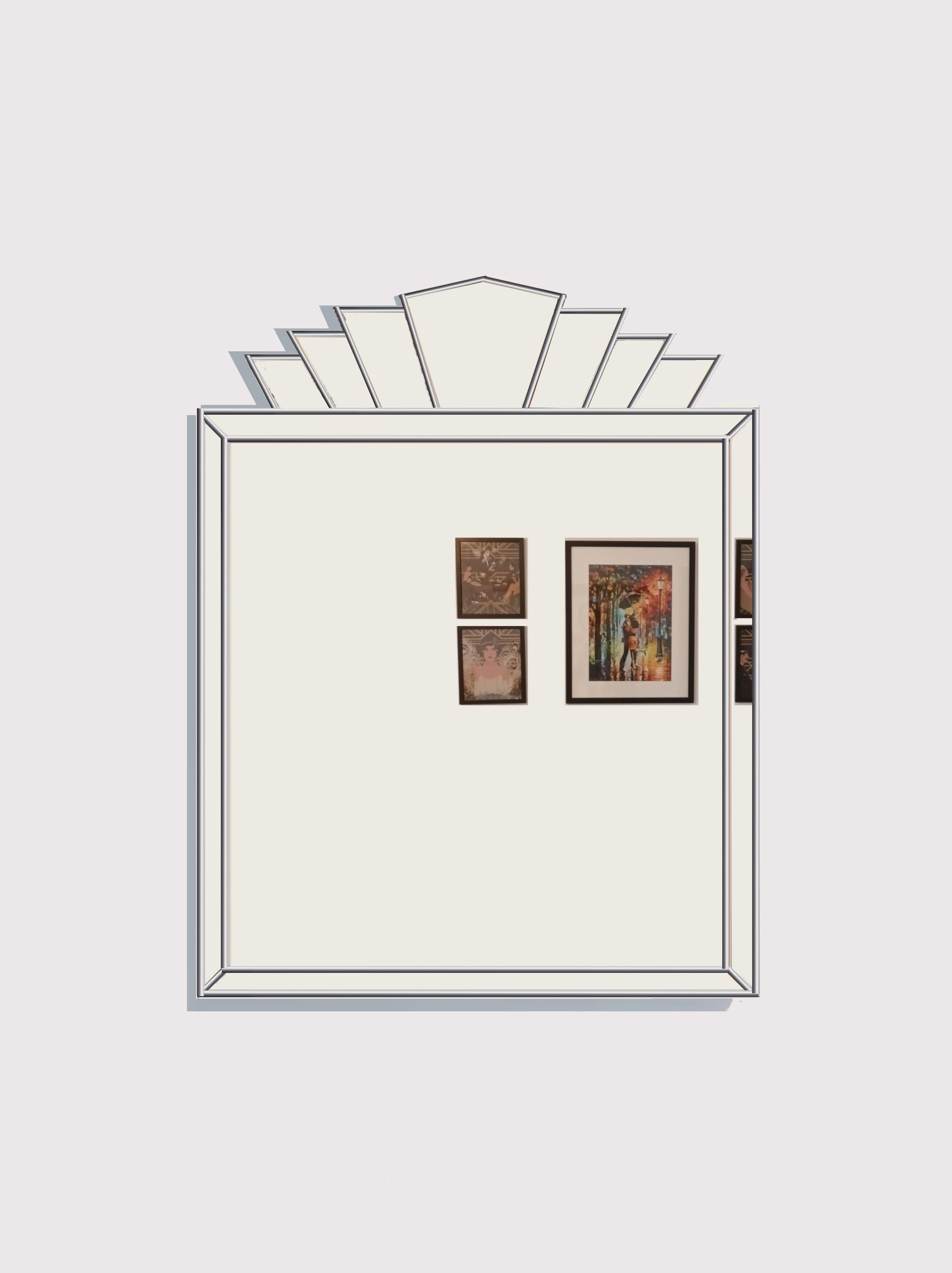 Reign Art Deco Mirror Hecho a Mano - Plata Art Decó en venta