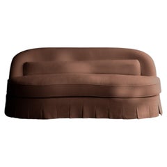 Reign Curved Linen Sofa with Pleated Skirt by Frances Jean (Fawn)