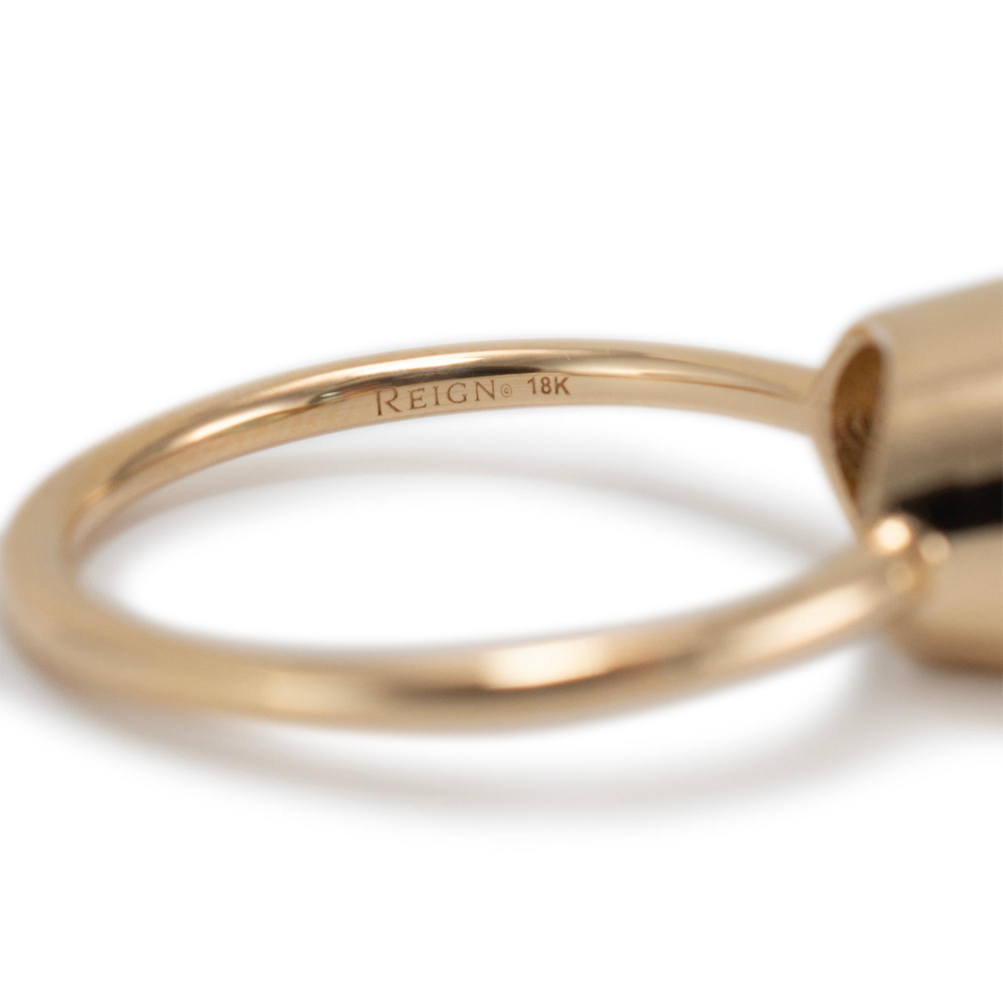 Reign Sapphires 18K Yellow Gold Bezel Set Cushion Sapphire Cocktail Ring For Sale 1
