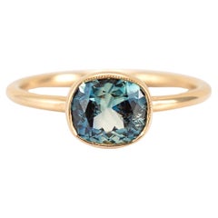Reign Sapphires 18K Yellow Gold Bezel Set Cushion Sapphire Cocktail Ring