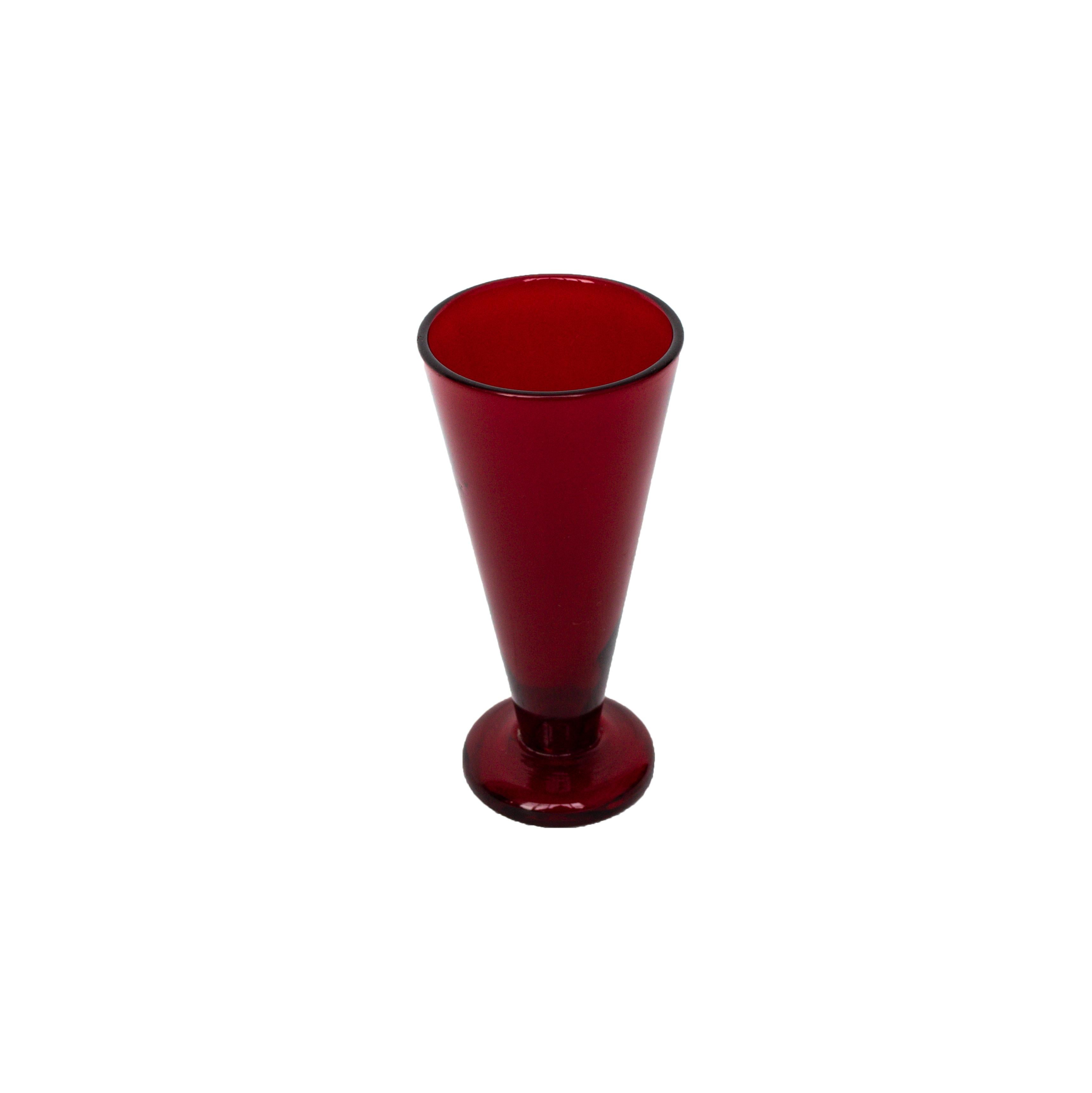 Mid-Century Modern Reijmyre Glas/Vase in Red Glass Designed by Monica Bratt for Reijmyre For Sale