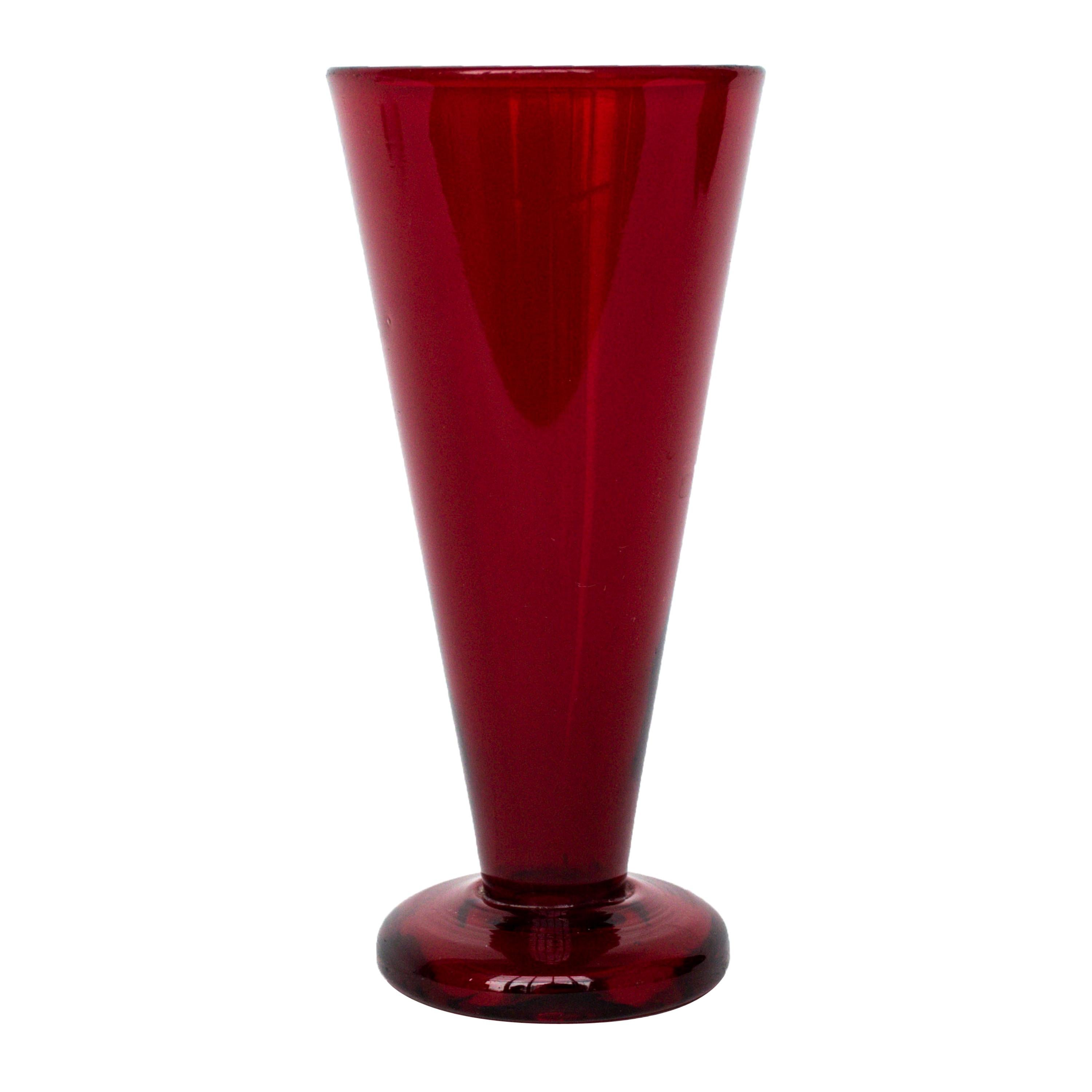 Reijmyre Glas/Vase in Red Glass Designed by Monica Bratt for Reijmyre For Sale