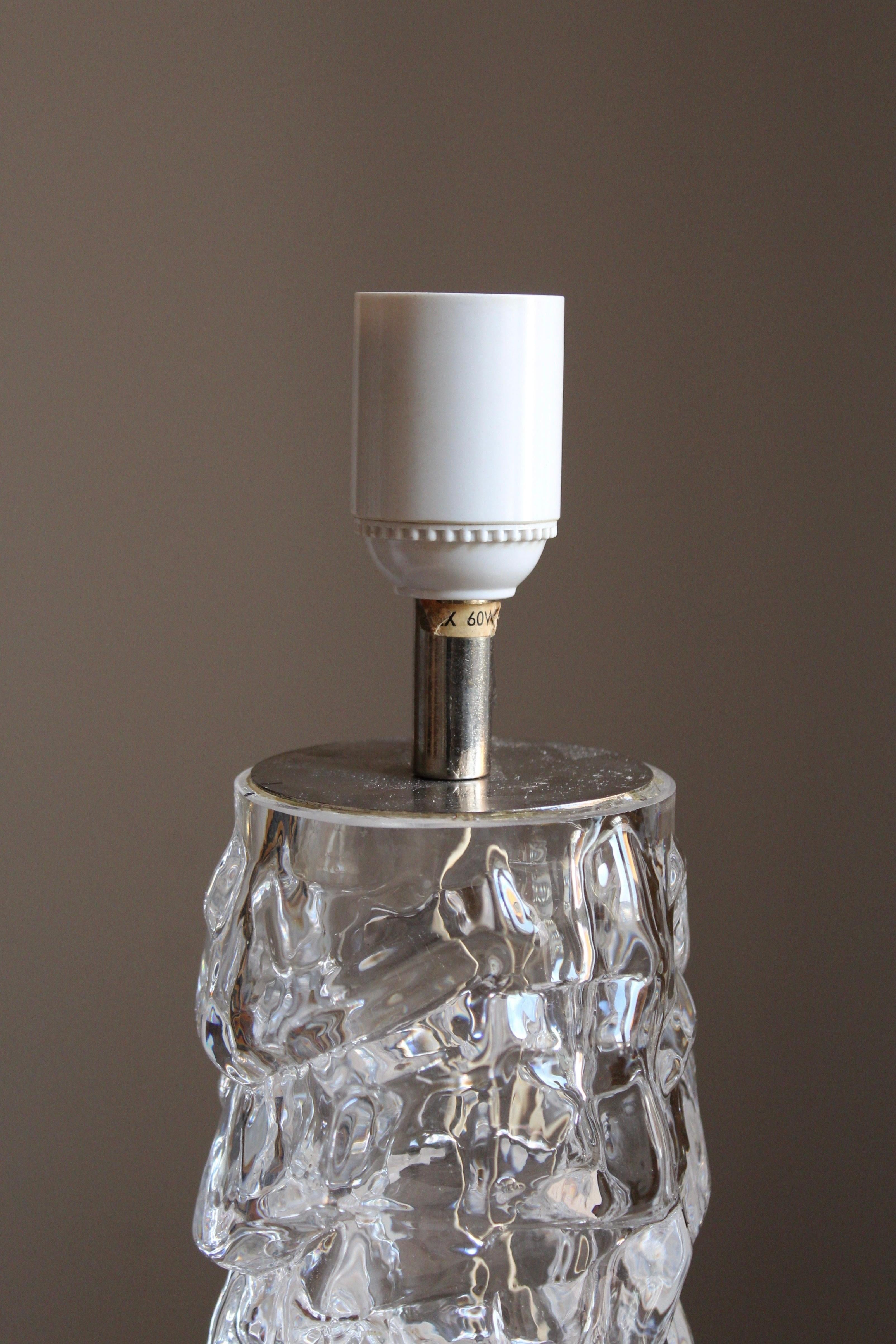 Swedish Reijmyre Glasbruk, Organic Table Lamp, Metal, Glass, Fabric, Sweden, 1940s