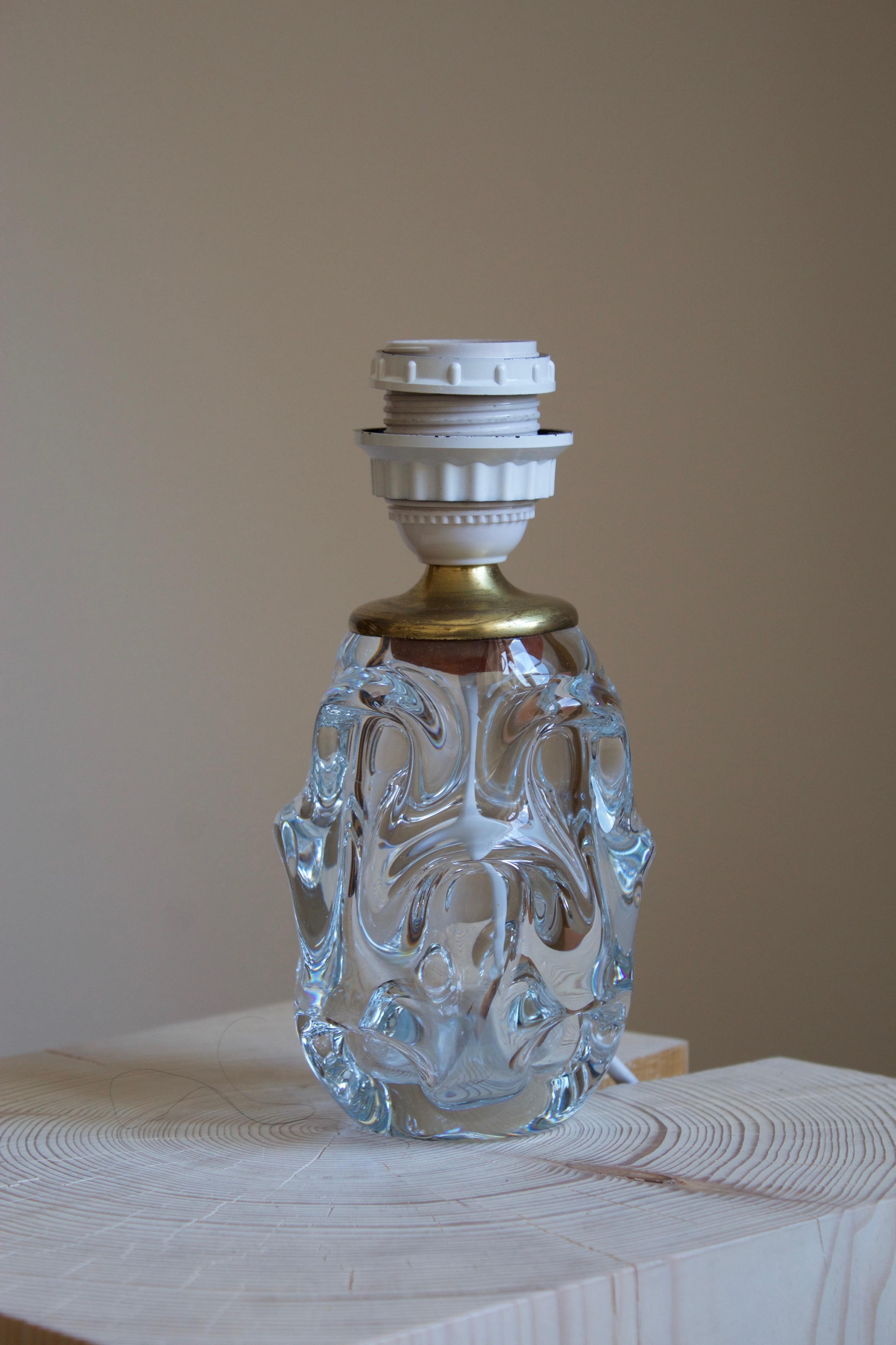 Reijmyre Glasbruk, lampe de table organique, métal, verre, rotin, Suède, années 1950 Bon état - En vente à High Point, NC