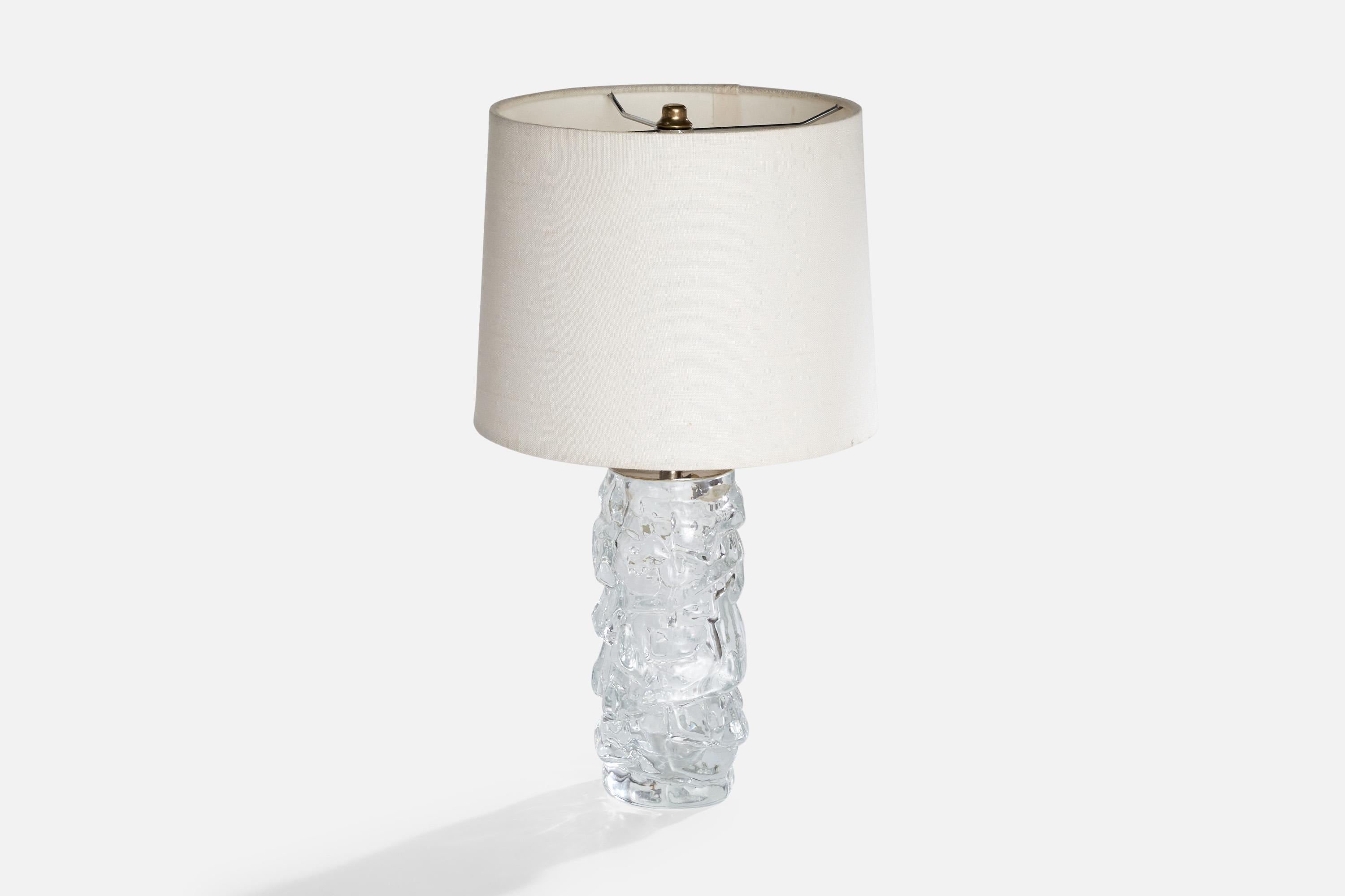 Swedish Reijmyre Glasbruk, Table Lamps, Metal, Glass, Sweden, 1950s