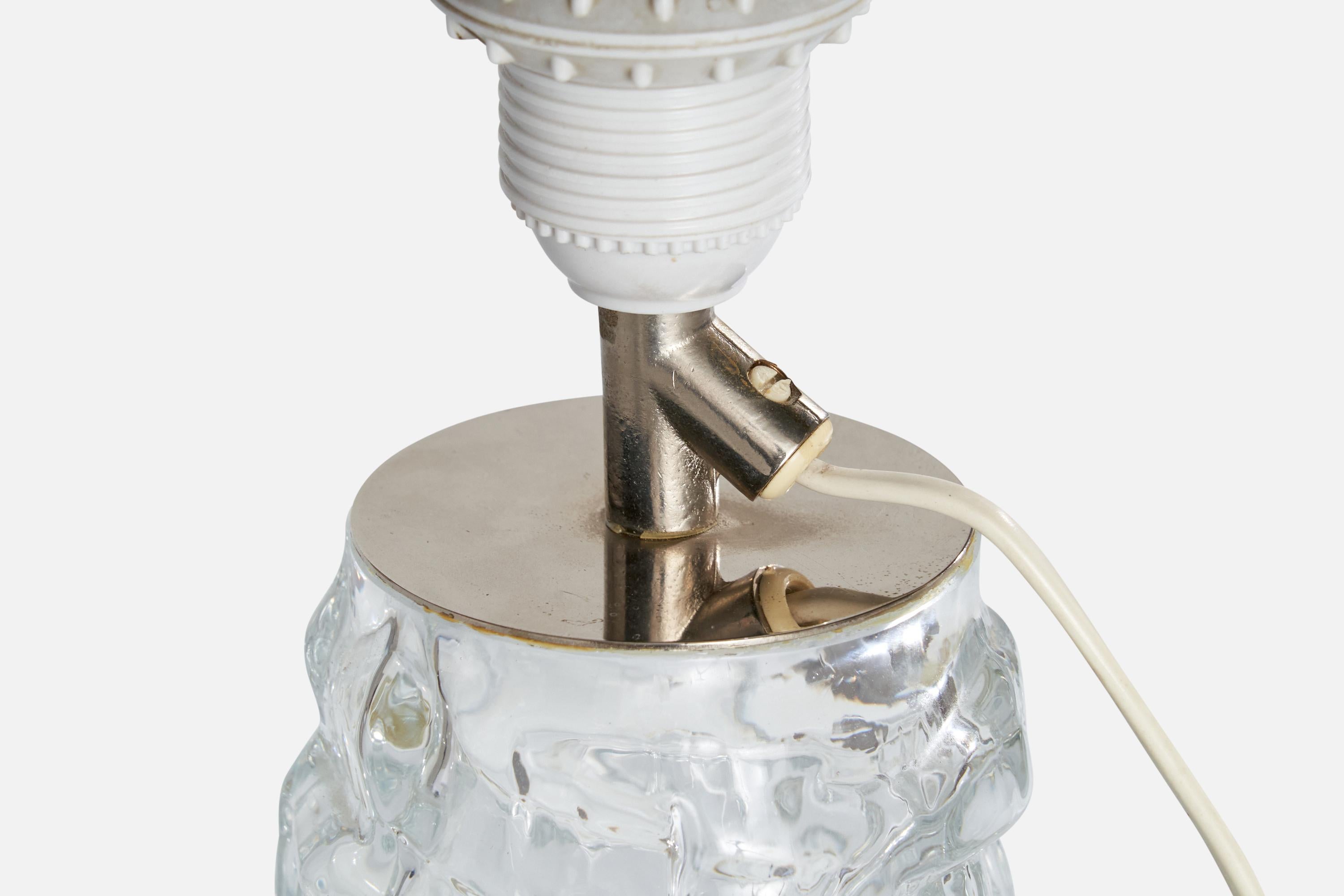 Reijmyre Glasbruk, Table Lamps, Metal, Glass, Sweden, 1950s In Good Condition In High Point, NC