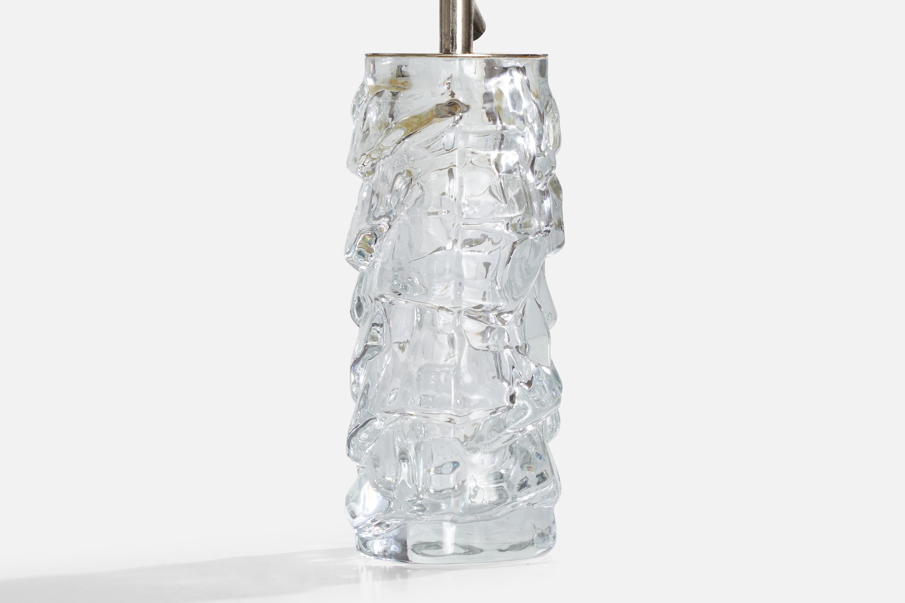 Brass Reijmyre Glasbruk, Table Lamps, Metal, Glass, Sweden, 1950s