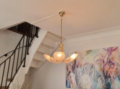 Ciondolo Reijmyre, ottone con vetro a forma di vongola, Svezia, anni '80/90, stile Art Deco