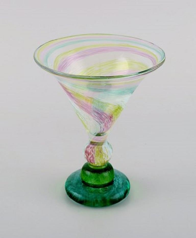 Swedish Reijmyre, Sweden, Vase and Compote in Mouth-Blown Art Glass, Late 20th Century For Sale