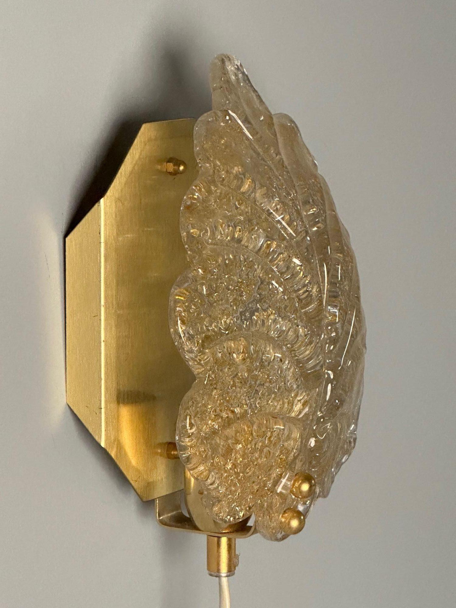 Mid-Century Modern Reijmyre, modernité suédoise du milieu du siècle, appliques à feuilles d'or, Suède, années 1990 en vente