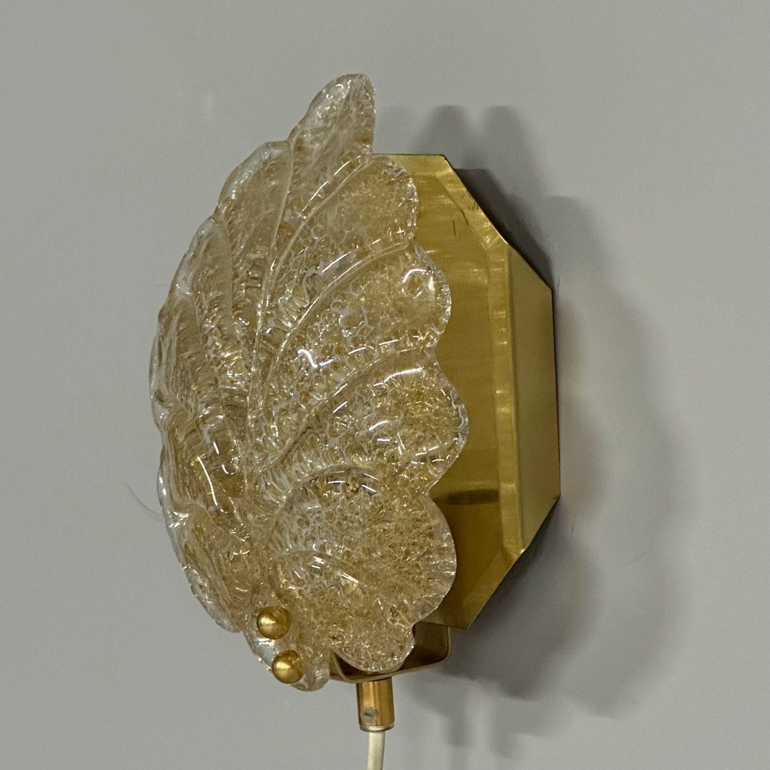 Reijmyre, modernité suédoise du milieu du siècle, appliques à feuilles d'or, Suède, années 1990 Bon état - En vente à Manhasset, NY
