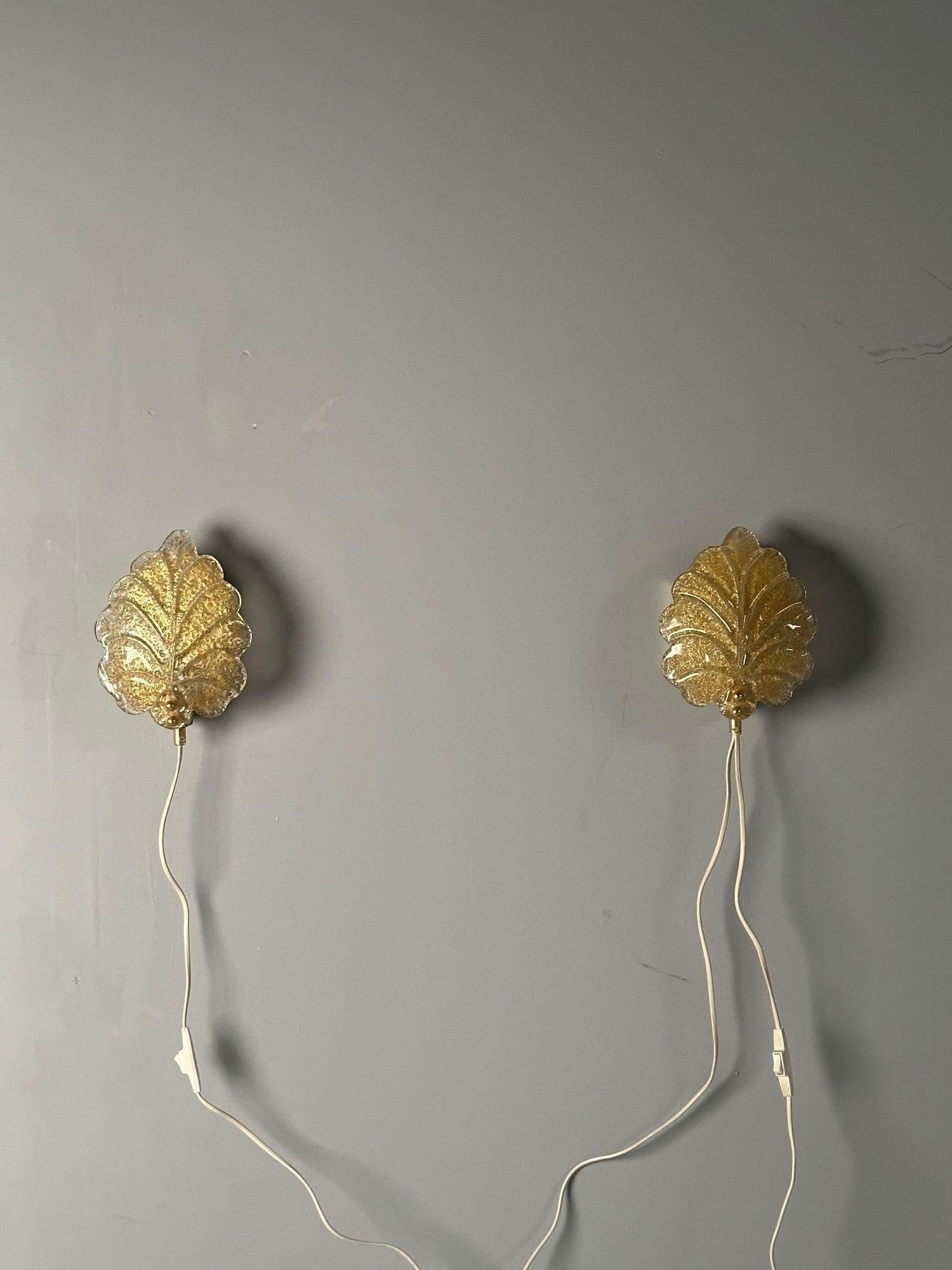 Reijmyre, modernité suédoise du milieu du siècle, appliques à feuilles d'or, Suède, années 1990 en vente 2