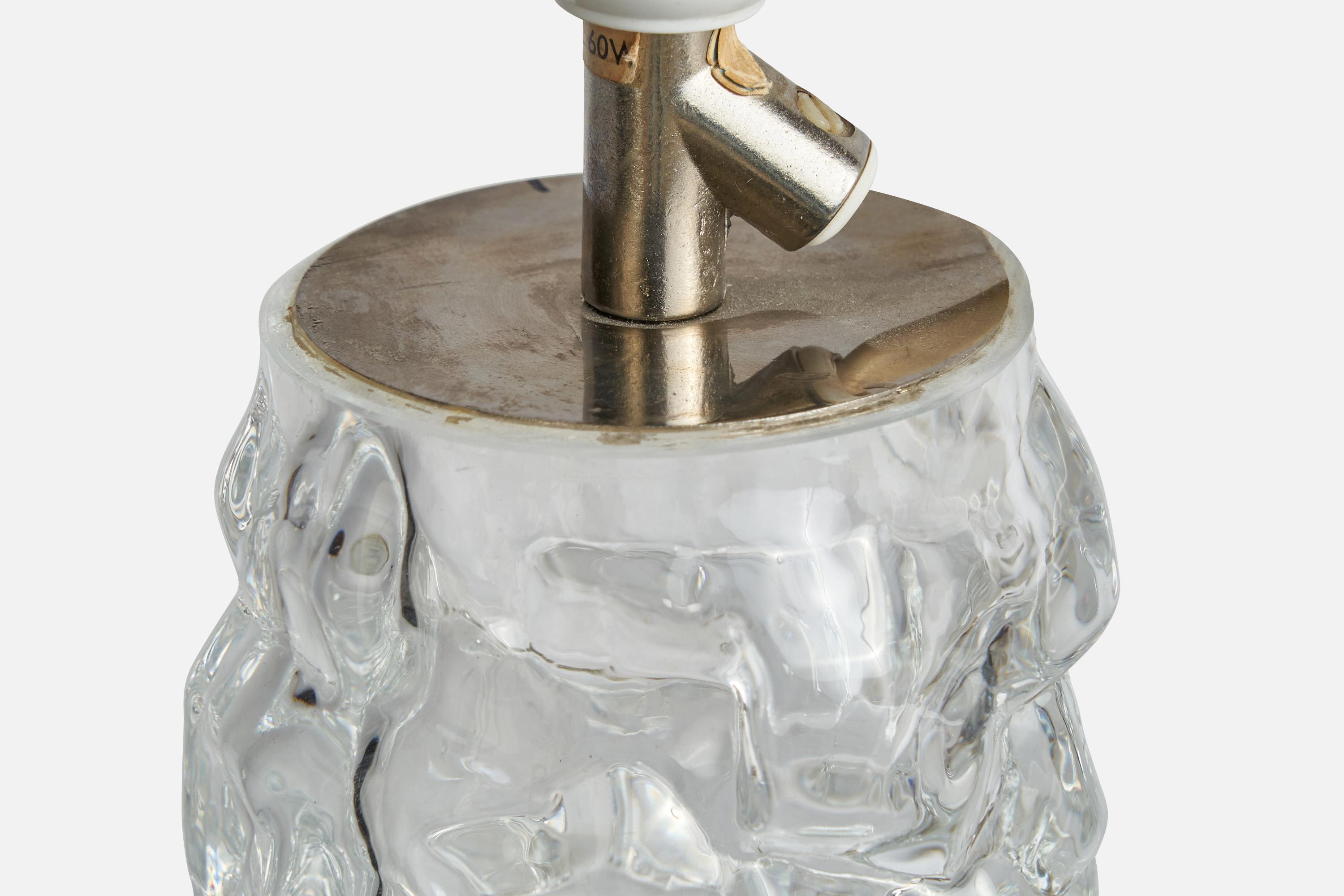 Scandinavian Modern Reijmyre, Table Lamp, Glass, Brass, Sweden, 1950s For Sale