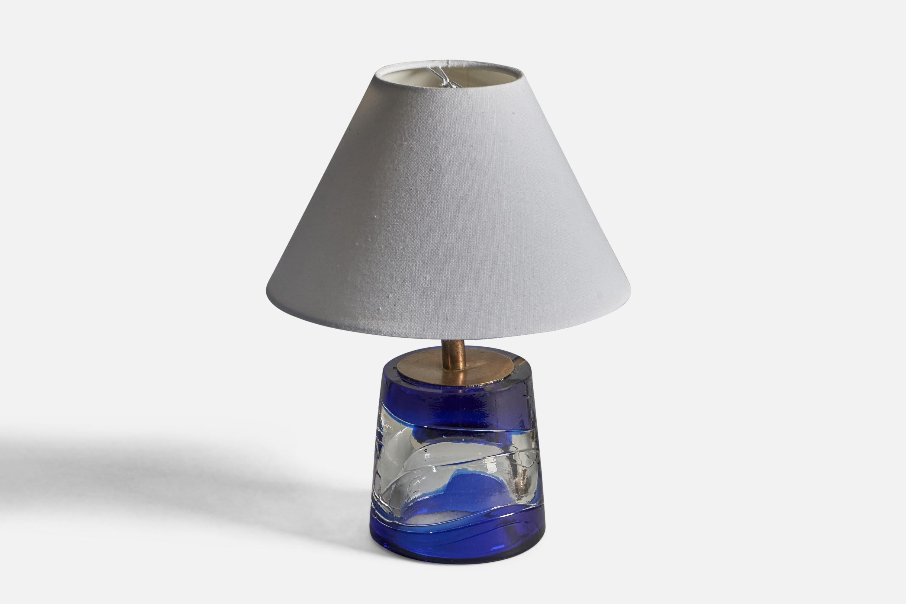Mid-Century Modern Reijmyre, Table Lamp, Glass, Brass, Sweden, 1960s For Sale