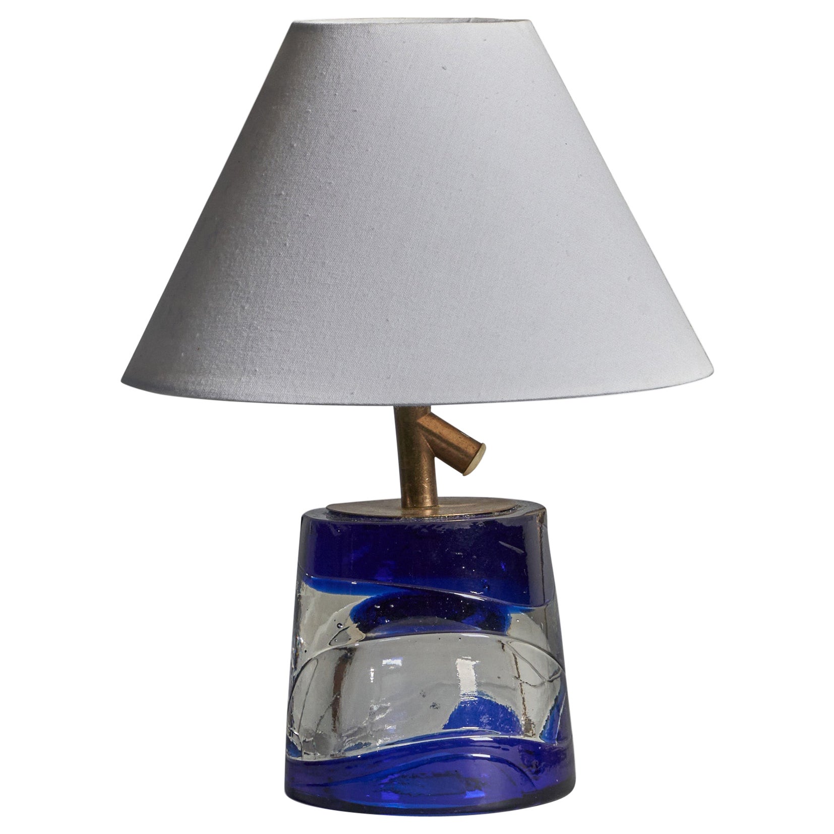 Reijmyre, lampe de bureau, verre, laiton, Suède, années 1960 en vente