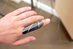 Reiko Ishiyama Double Gold Bar Oxidized Silver Finger Sleeve