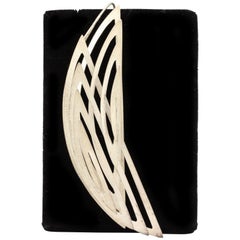 Reiko Ishiyama Modernist 3D Op Art Sterling Silver Double Spiral Spring Pin