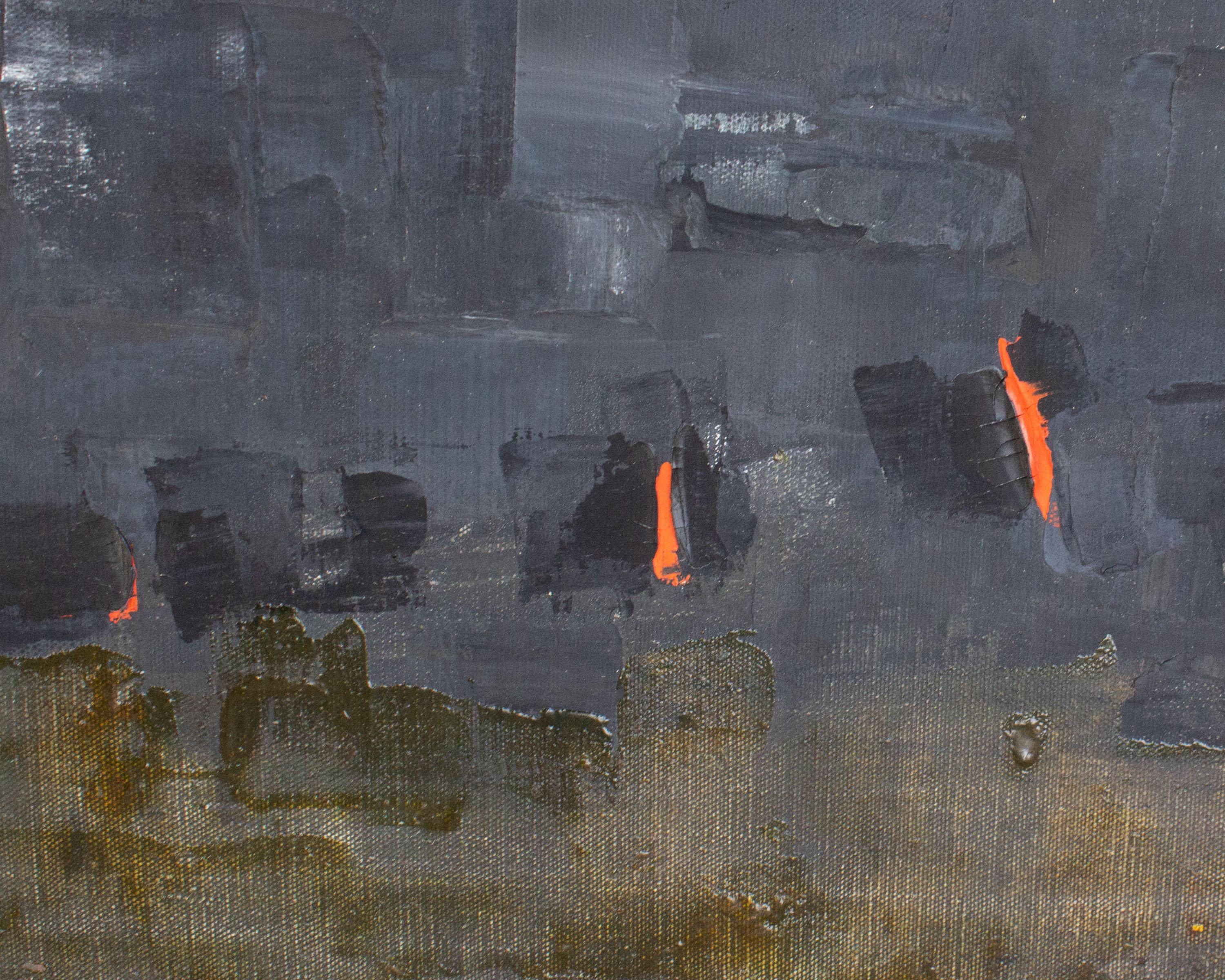 Reiko Sakagami Baum 1960er Jahre Öl auf Leinwand Abstraktes Gemälde im Zustand „Gut“ im Angebot in Indianapolis, IN