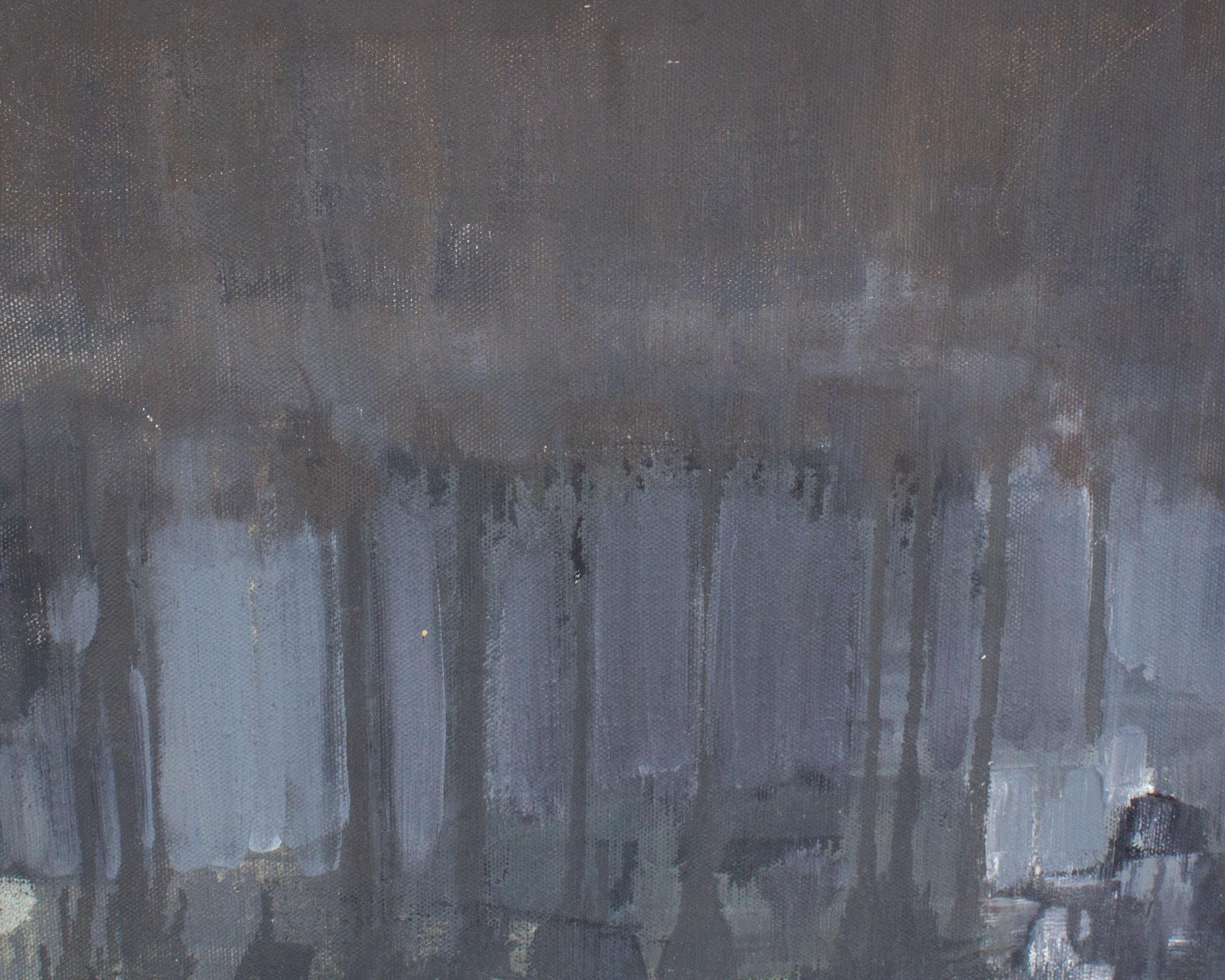 Reiko Sakagami Baum 1960er Jahre Öl auf Leinwand Abstraktes Gemälde im Angebot 1