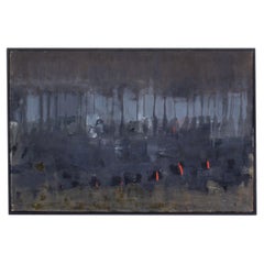 Reiko Sakagami Baum huile sur toile peinture abstraite des années 1960