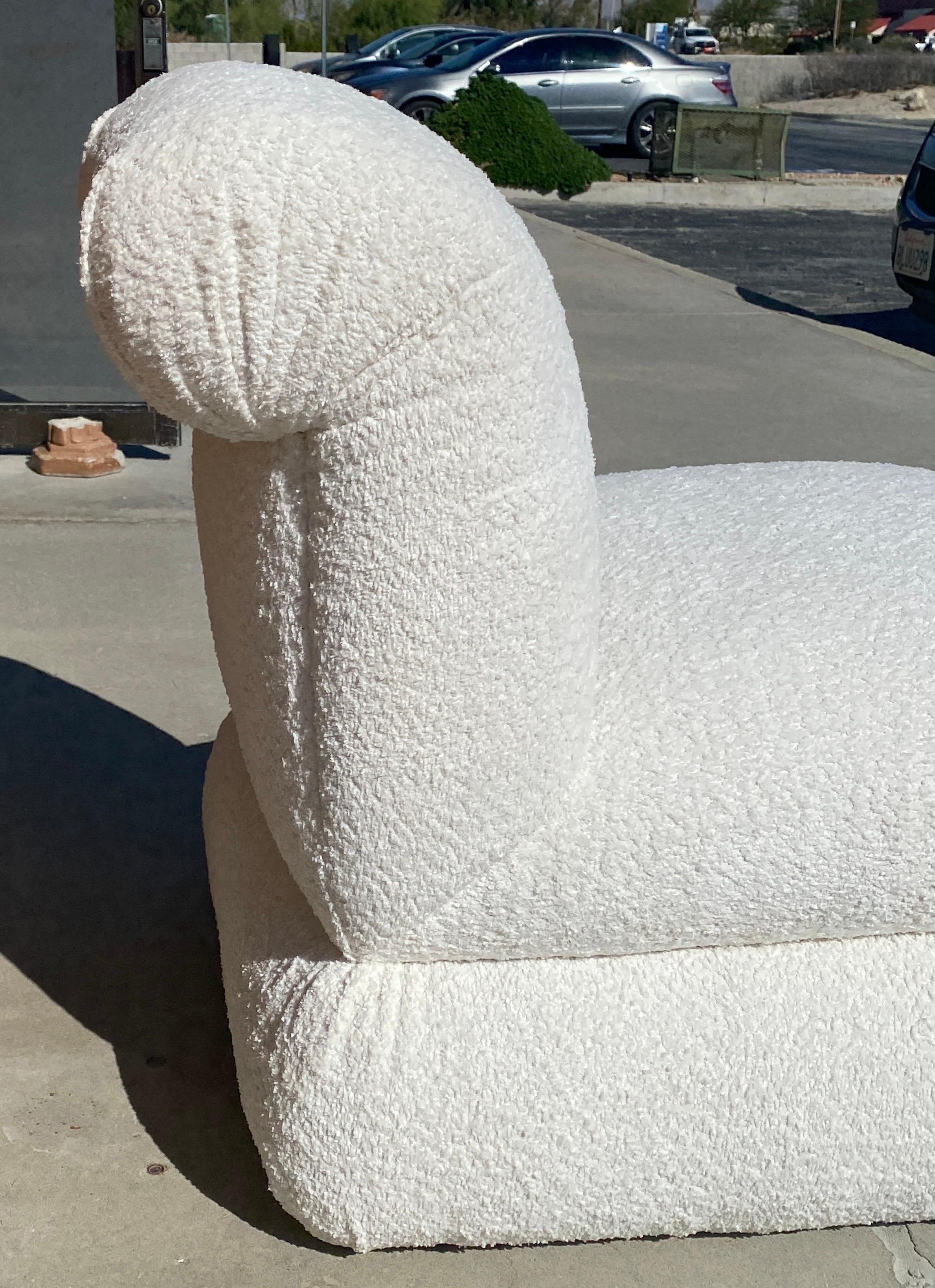 Reimagined Vintage 1980s Phyllis Morris Off-White Bouclé Chair and Ottoman Set  For Sale 4