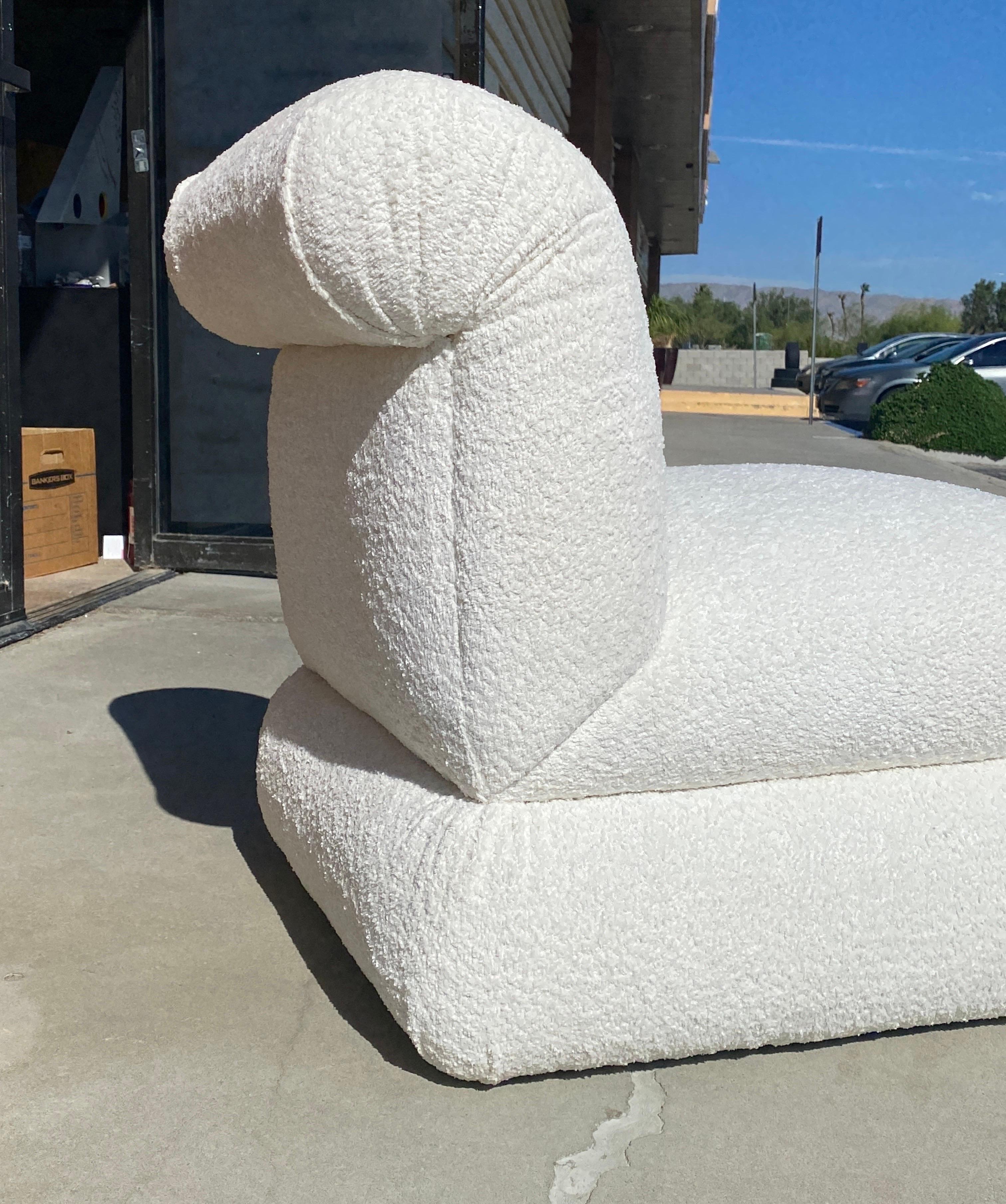 Late 20th Century Reimagined Vintage 1980s Phyllis Morris Off-White Bouclé Chair and Ottoman Set  For Sale