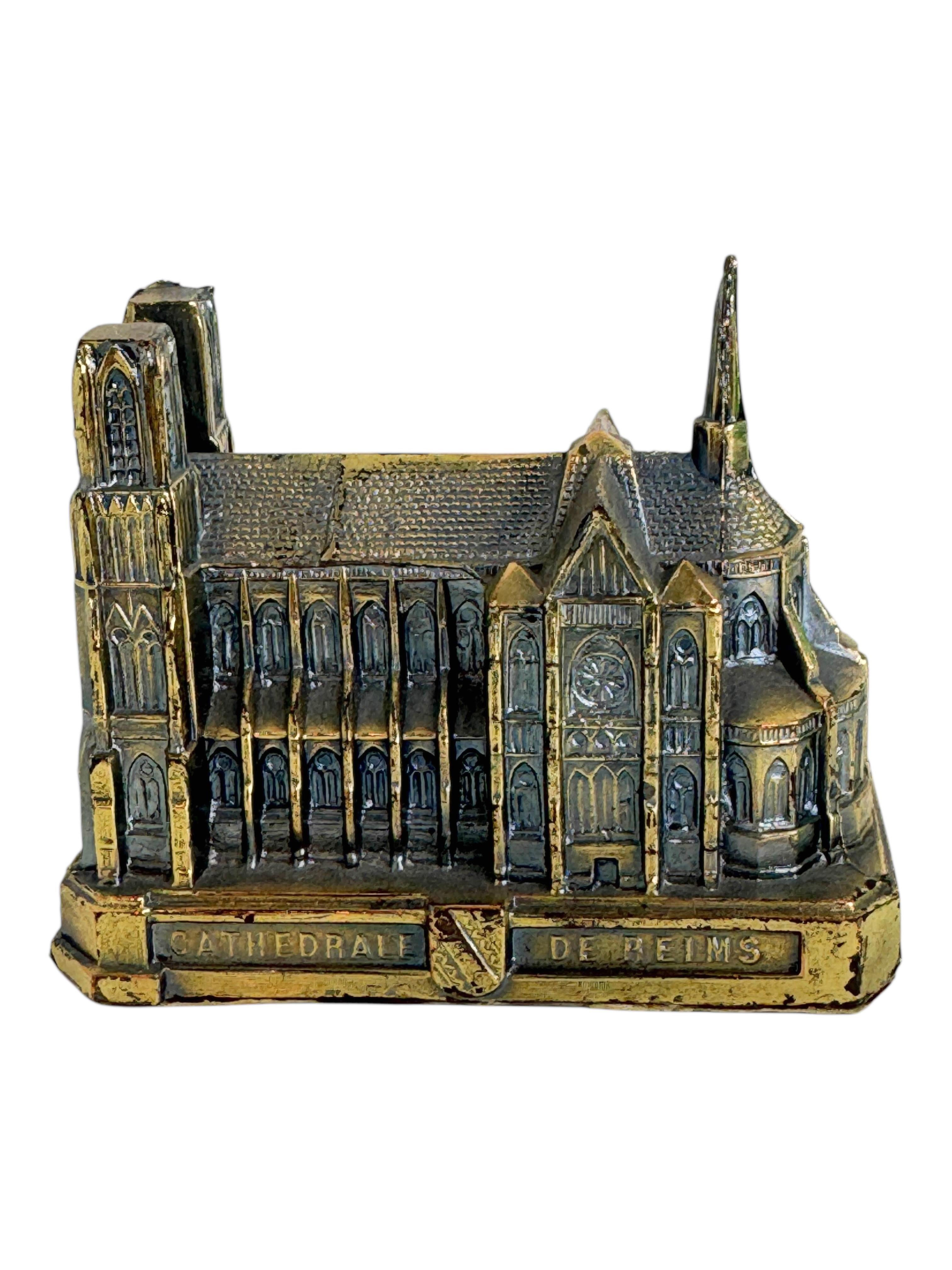 Souvenir della Cattedrale di Reims Edificio architettonico da collezione Francia anni '50