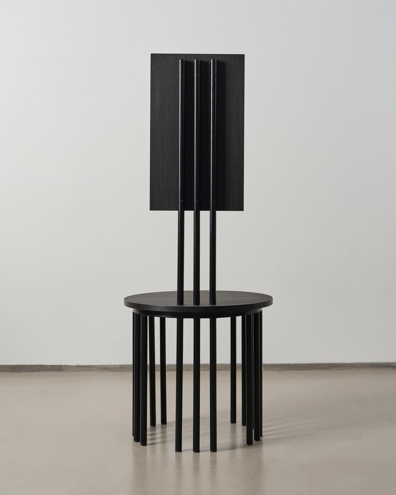 Veneer Reina Chair, Black Wood and Metal, Studio Mohs For Sale