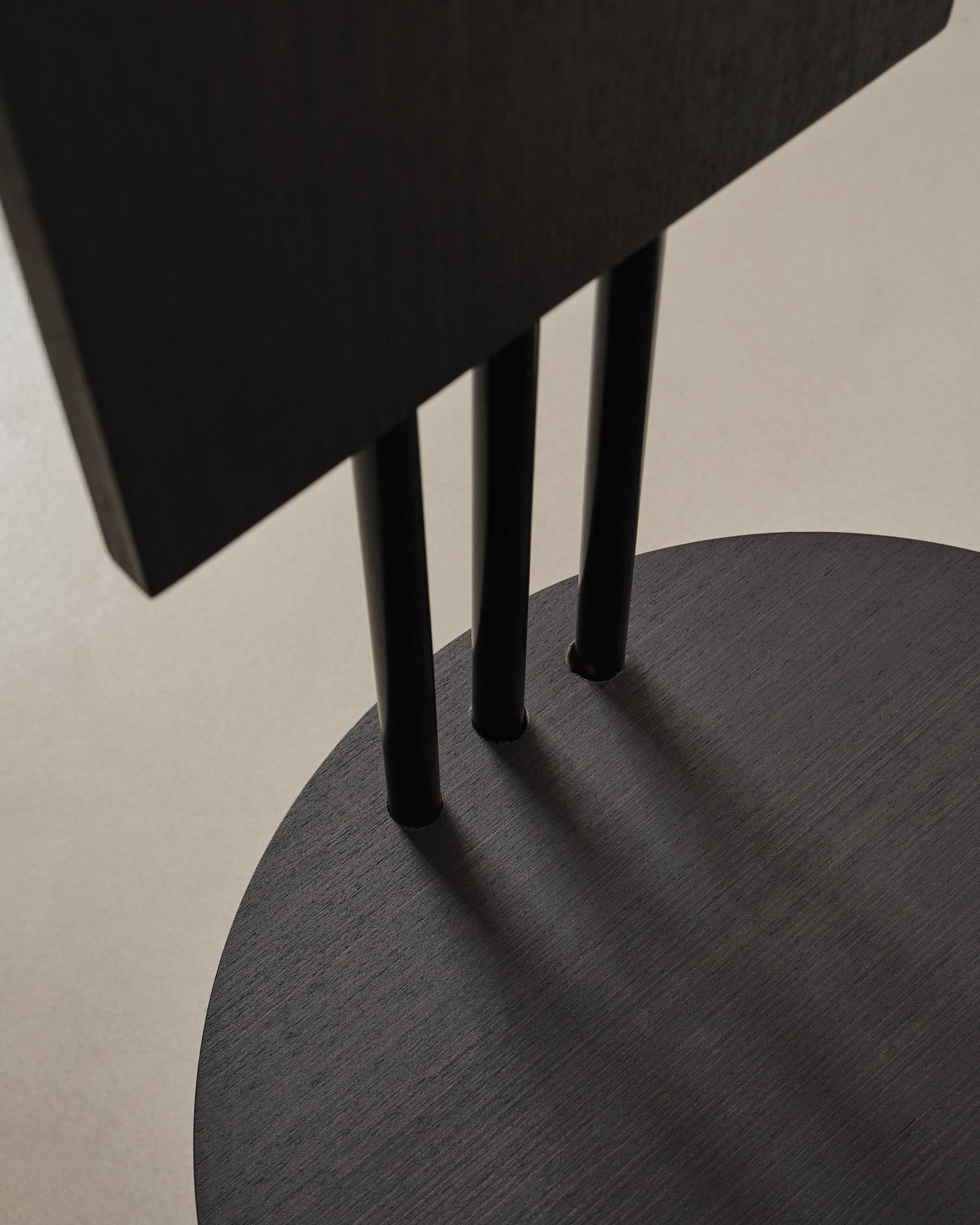 Contemporary Reina Chair, Black Wood and Metal, Studio Mohs For Sale