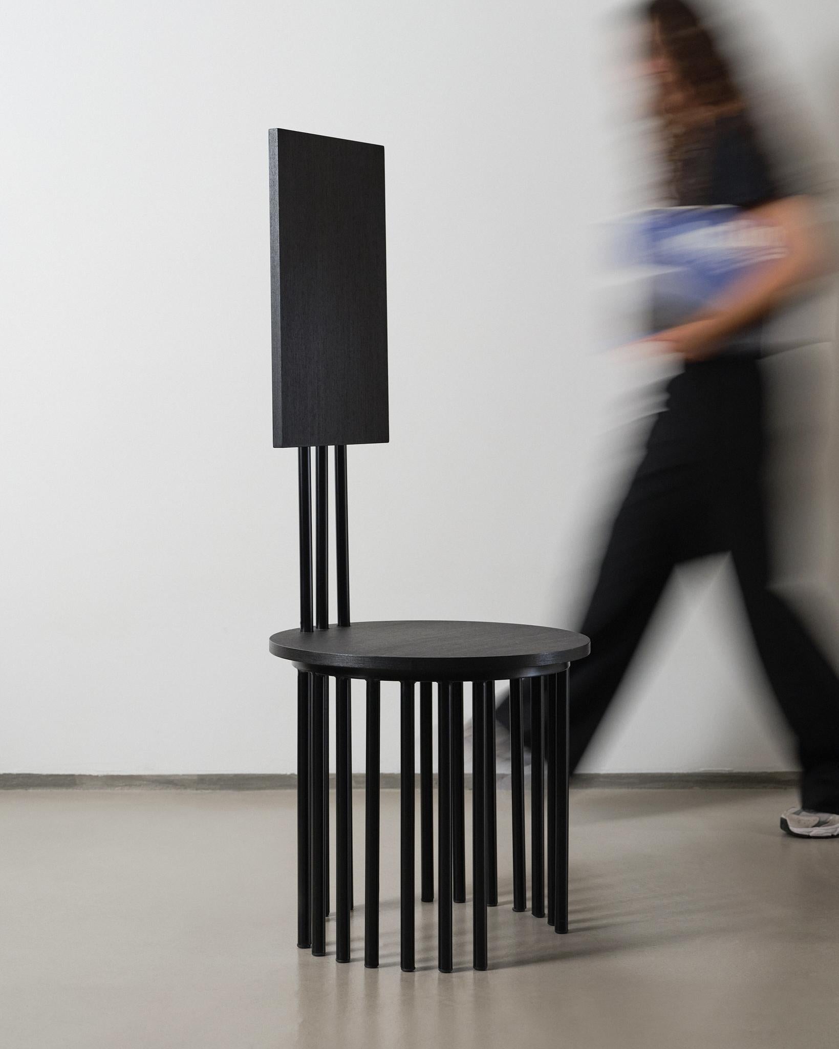 Reina Chair, Black Wood and Metal, Studio Mohs For Sale 1