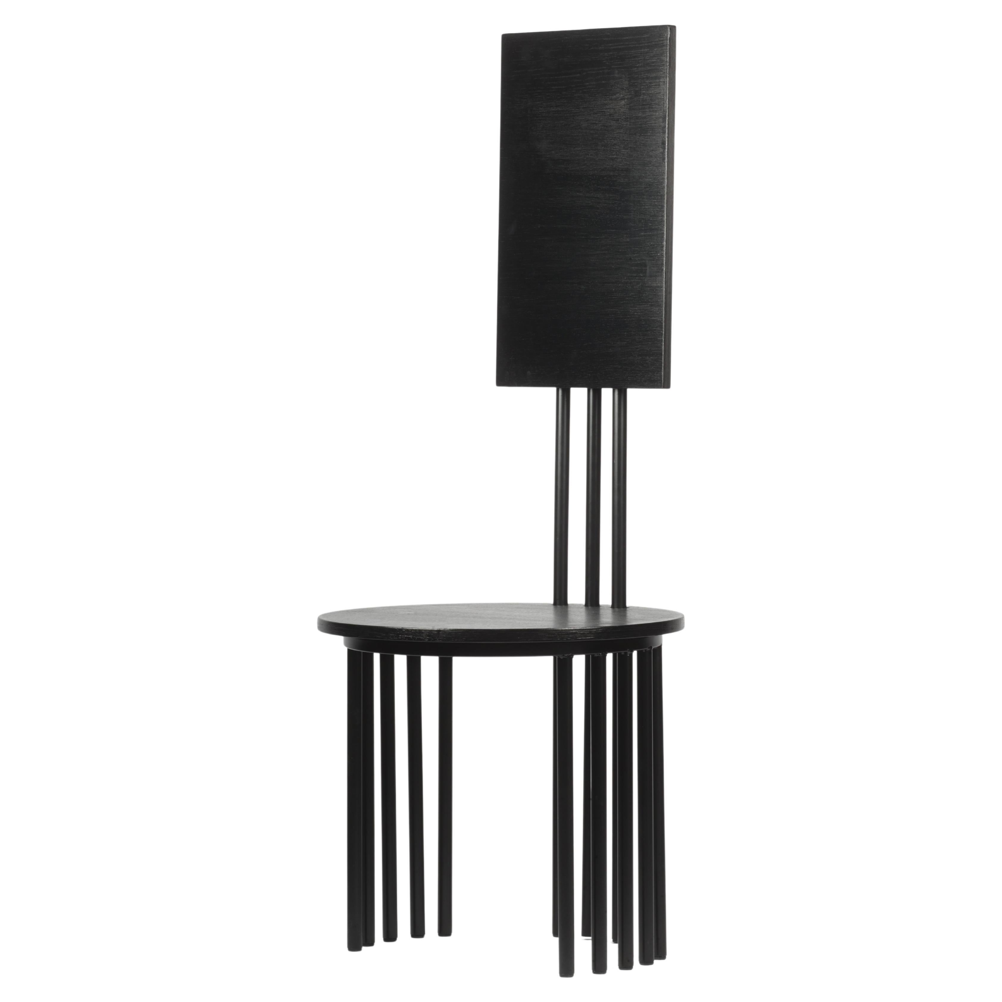 Reina-Stuhl, schwarzes Holz und Metall, Studio Mohs