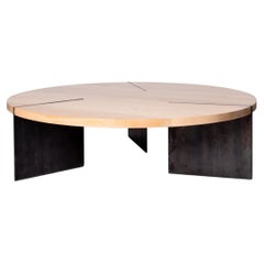 Reina Round Coffee Table in Maple Wood and Steel by Autonomous Furniture