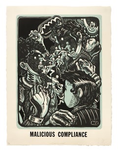 "Malicious Compliance", Figurative, Depiction of Violence, Relief Print
